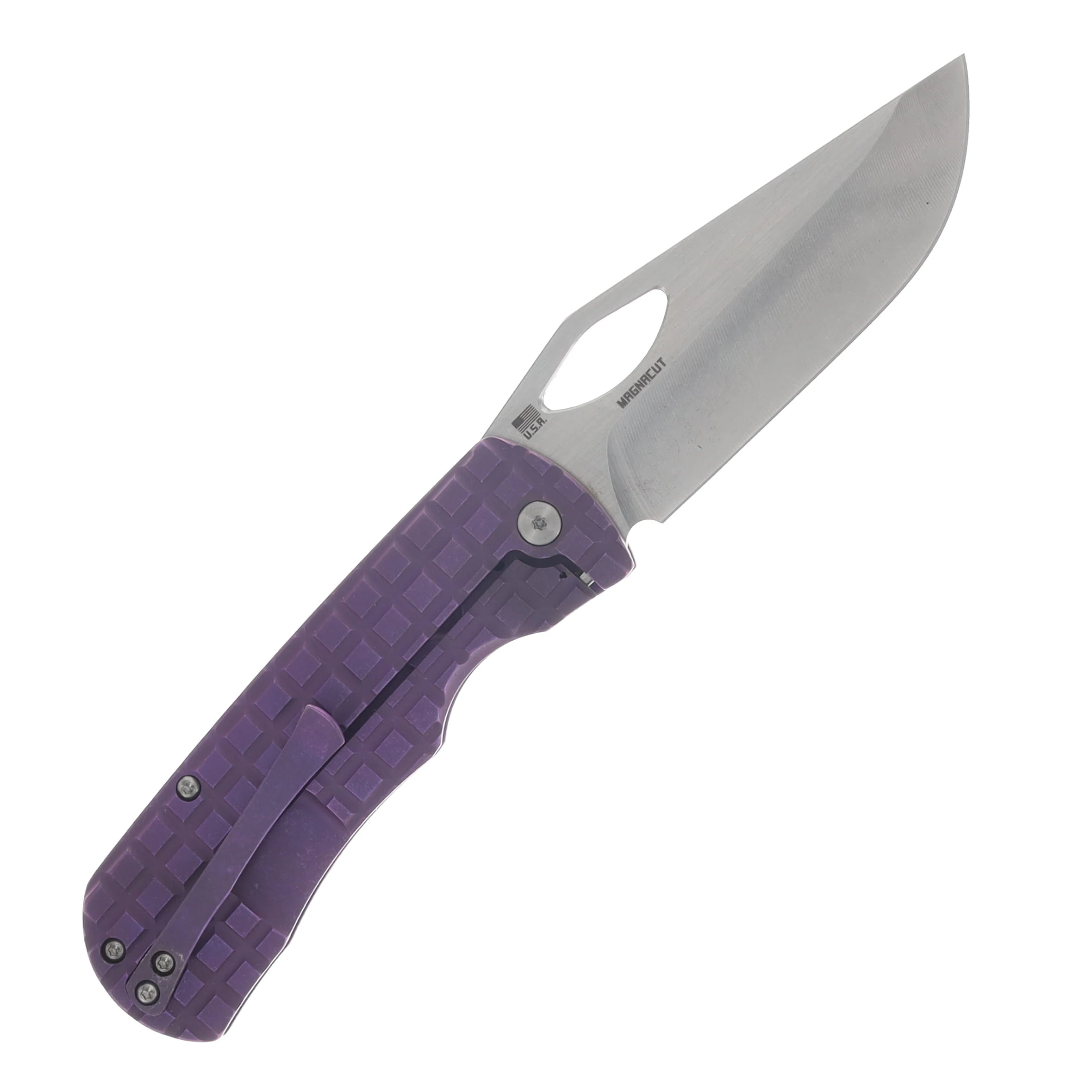 McNees Dixon Folding Knife Stonewash MagnaCut/Frag Atomic Violet Titanium with Satin Hardware MCDIXFGATVIOSATHW View 2