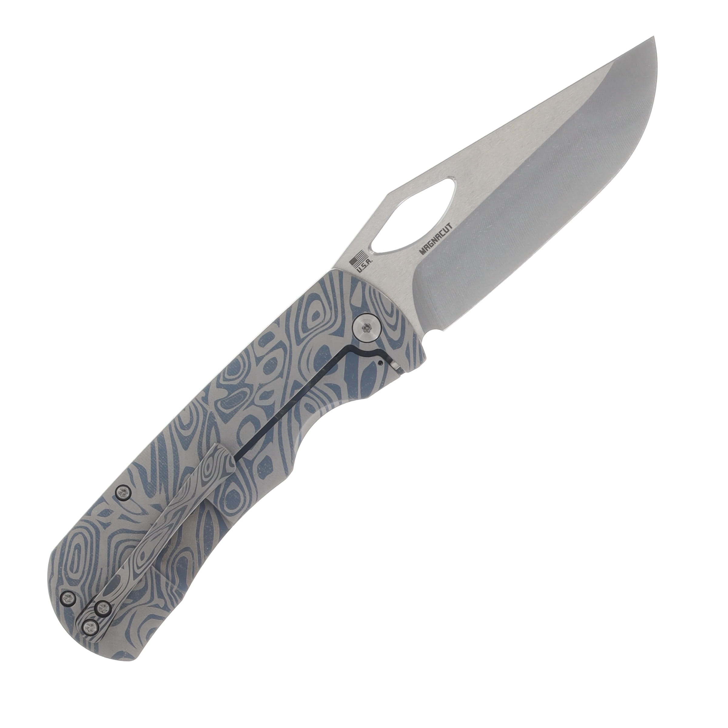 McNees Dixon Folding Knife MagnaCut/Rippled Blue Titanium with Satin Hardware MCDIXRIPATBLSATHW View 2