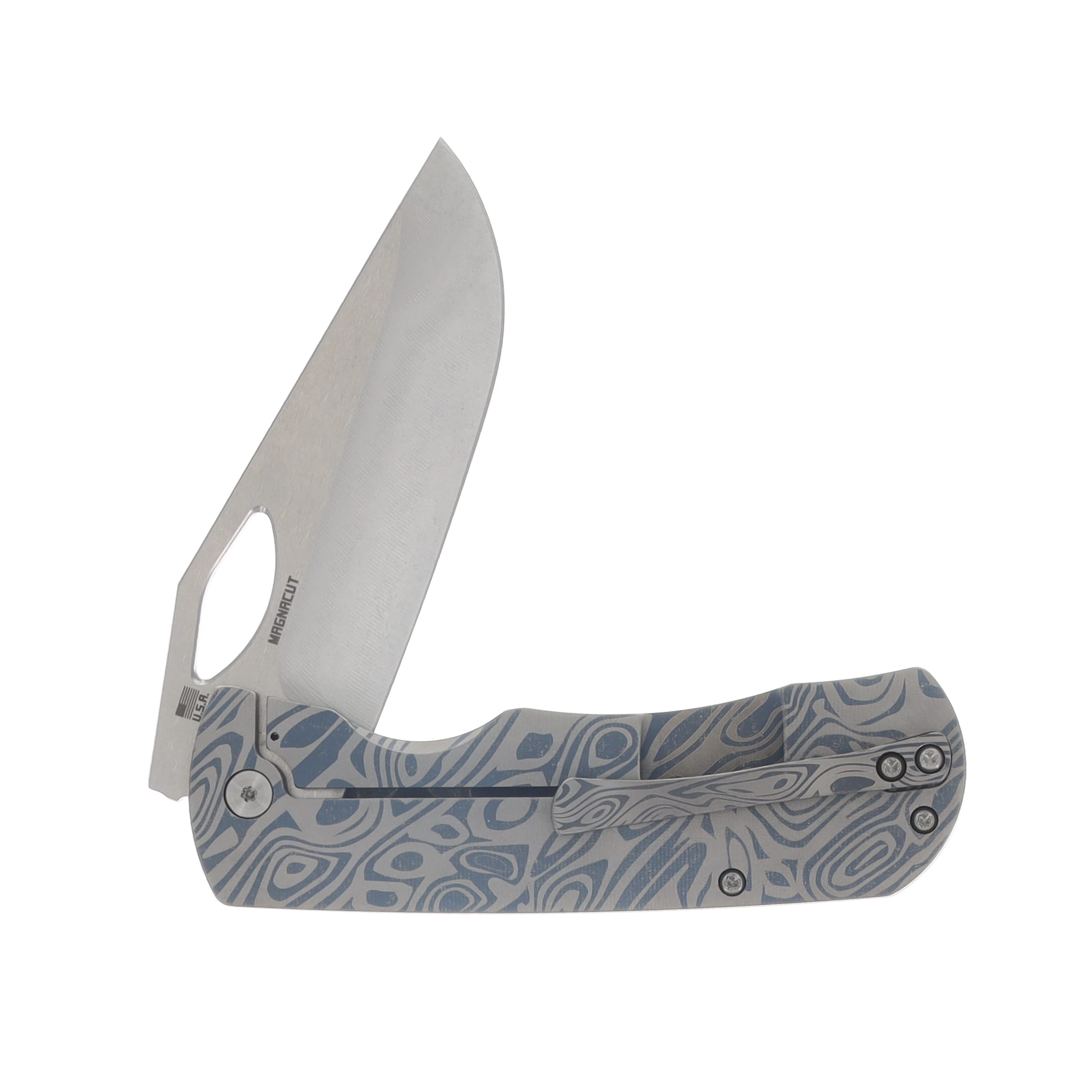 McNees Dixon Folding Knife MagnaCut/Rippled Blue Titanium with Satin Hardware MCDIXRIPATBLSATHW View 3