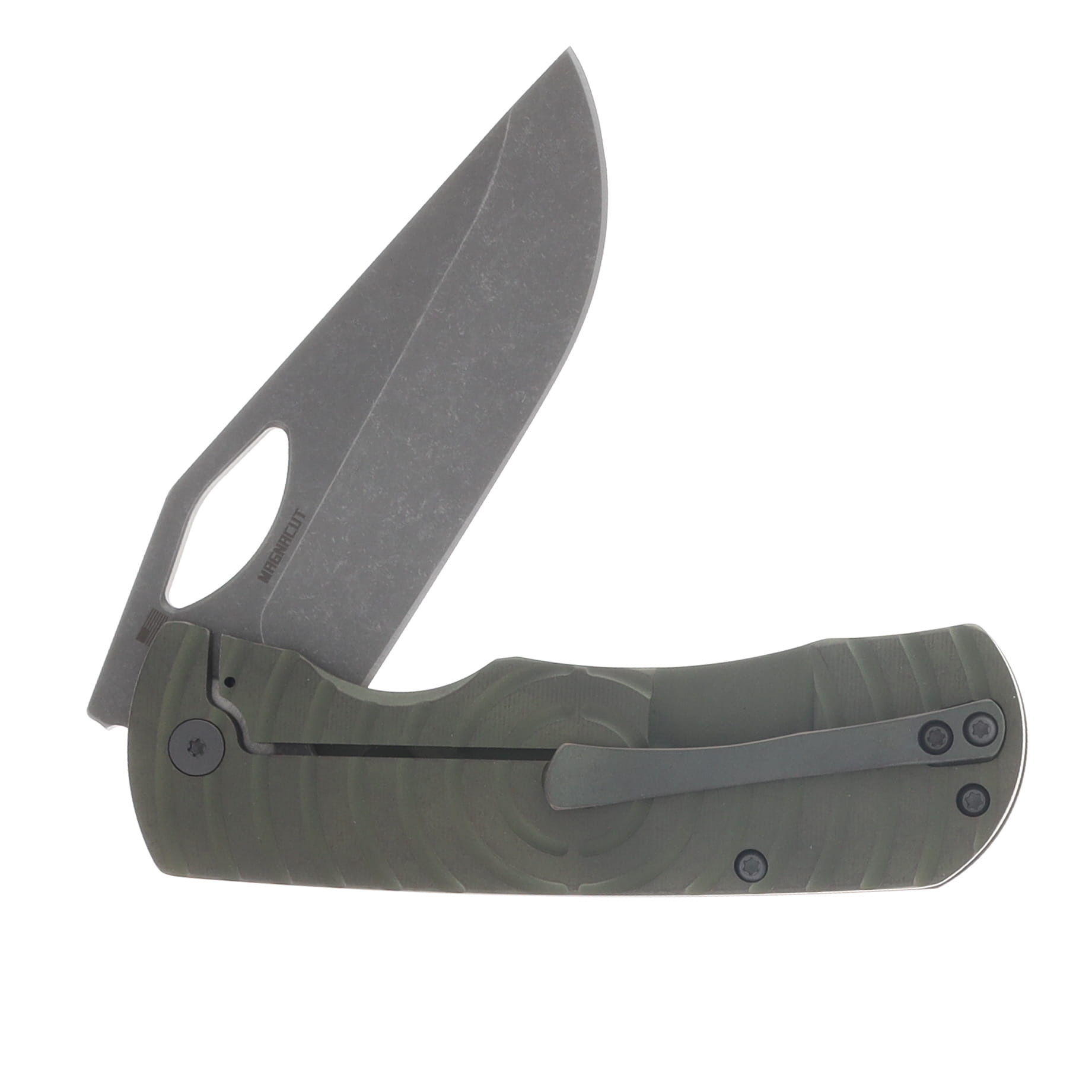 McNees Dixon Folding Knife MagnaCut/Bronzed Green Shockwave Titanium with Stonewash Hardware MCDIXSHOCKATGNBZSWHW View 4