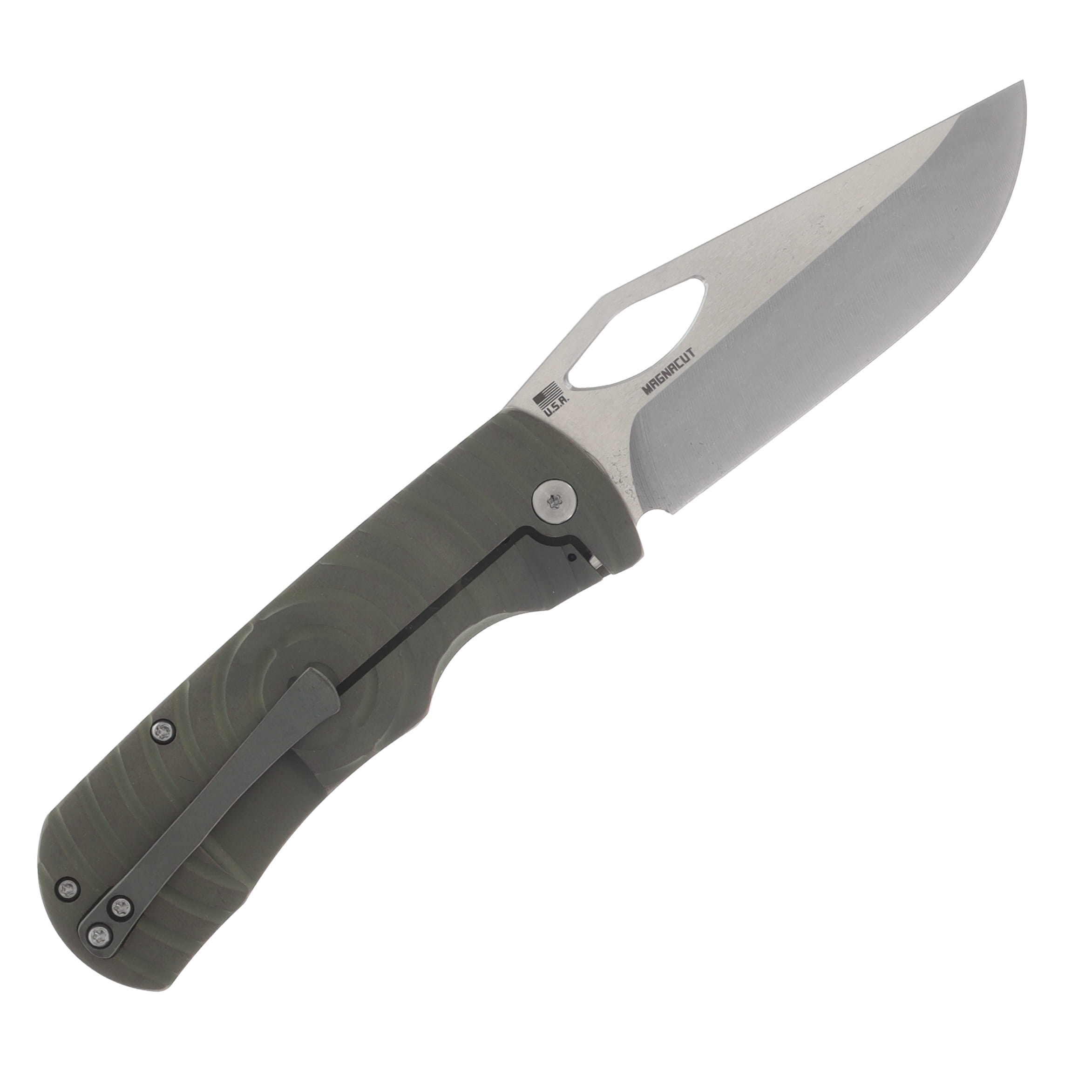 McNees Dixon Folding Knife MagnaCut/Bronzed Green Shockwave Titanium with Satin Hardware MCDIXSHOCKTGNBZSATHW View 2