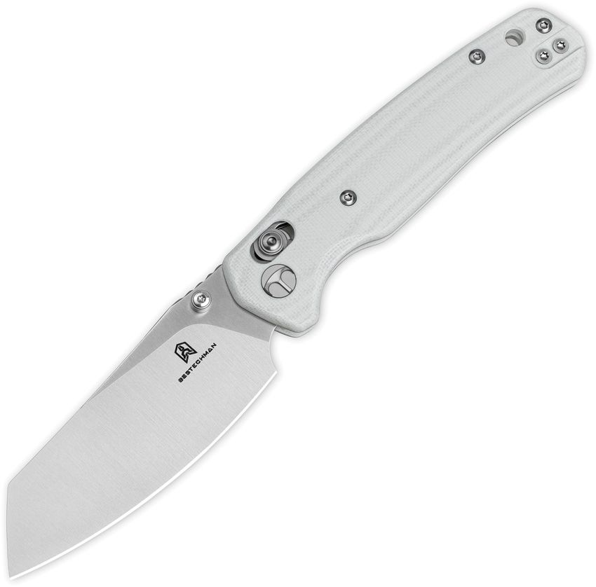 Bestechman Cicadas Wing Folding Knife Satin Reverse Tanto/White G-10 BMK06L View 1