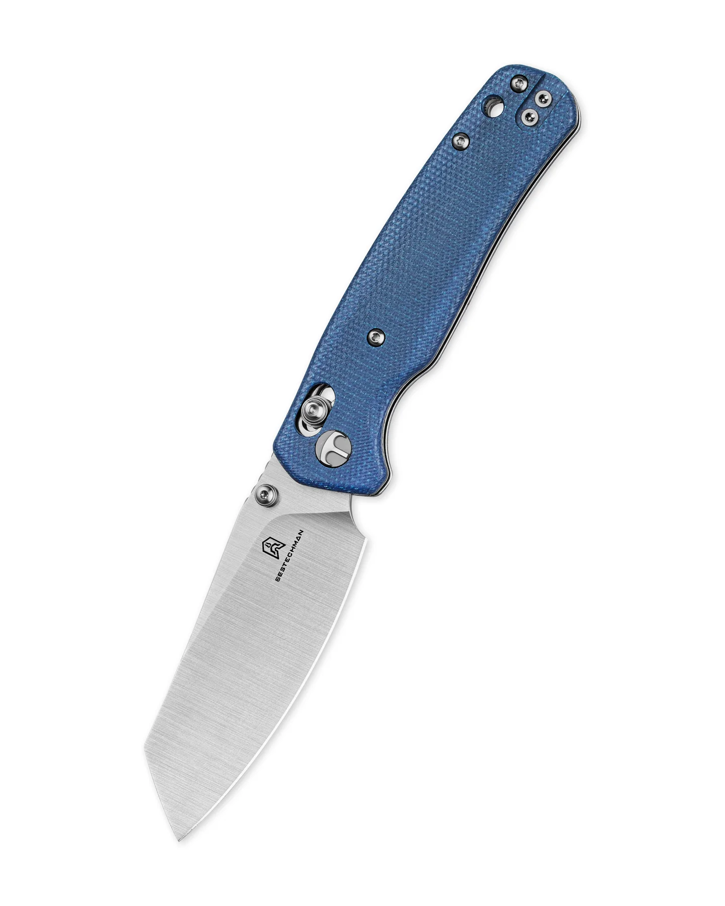 Bestechman Cicadas Wing Folding Knife Satin Reverse Tanto/Blue G-10 BMK06M1 View 1