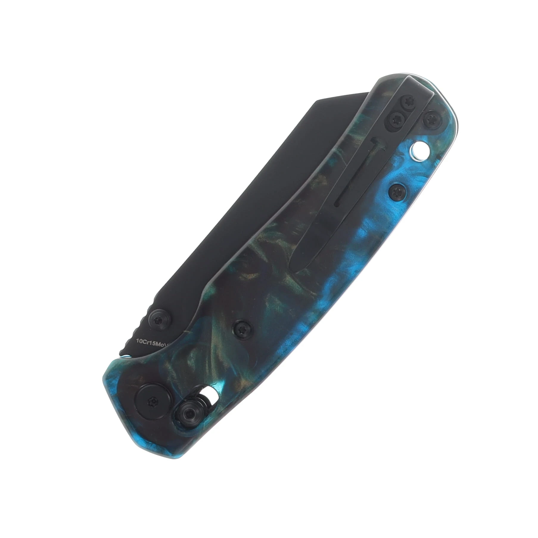 Bestechman Cicadas Wing Folding Knife Black Reverse Tanto/Blue Resin BMK06R View 6