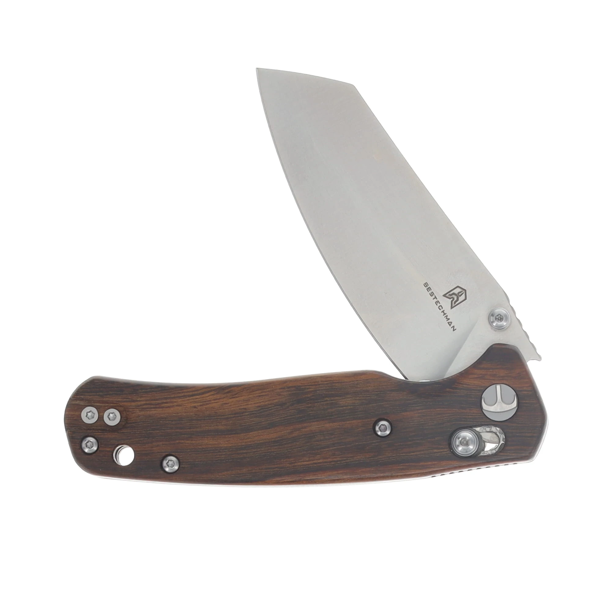 Bestechman Cicada's Wing Crossbar Lock Folding Knife Satin Reverse Tanto/Ironwood BMK06W3 View 3