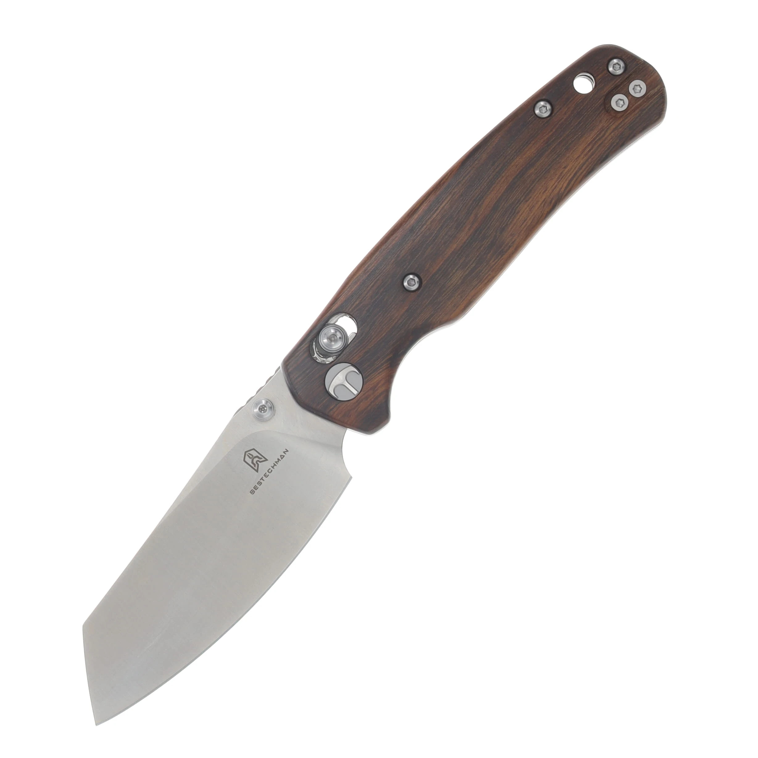 Bestechman Cicada's Wing Crossbar Lock Folding Knife Satin Reverse Tanto/Ironwood BMK06W3 View 1