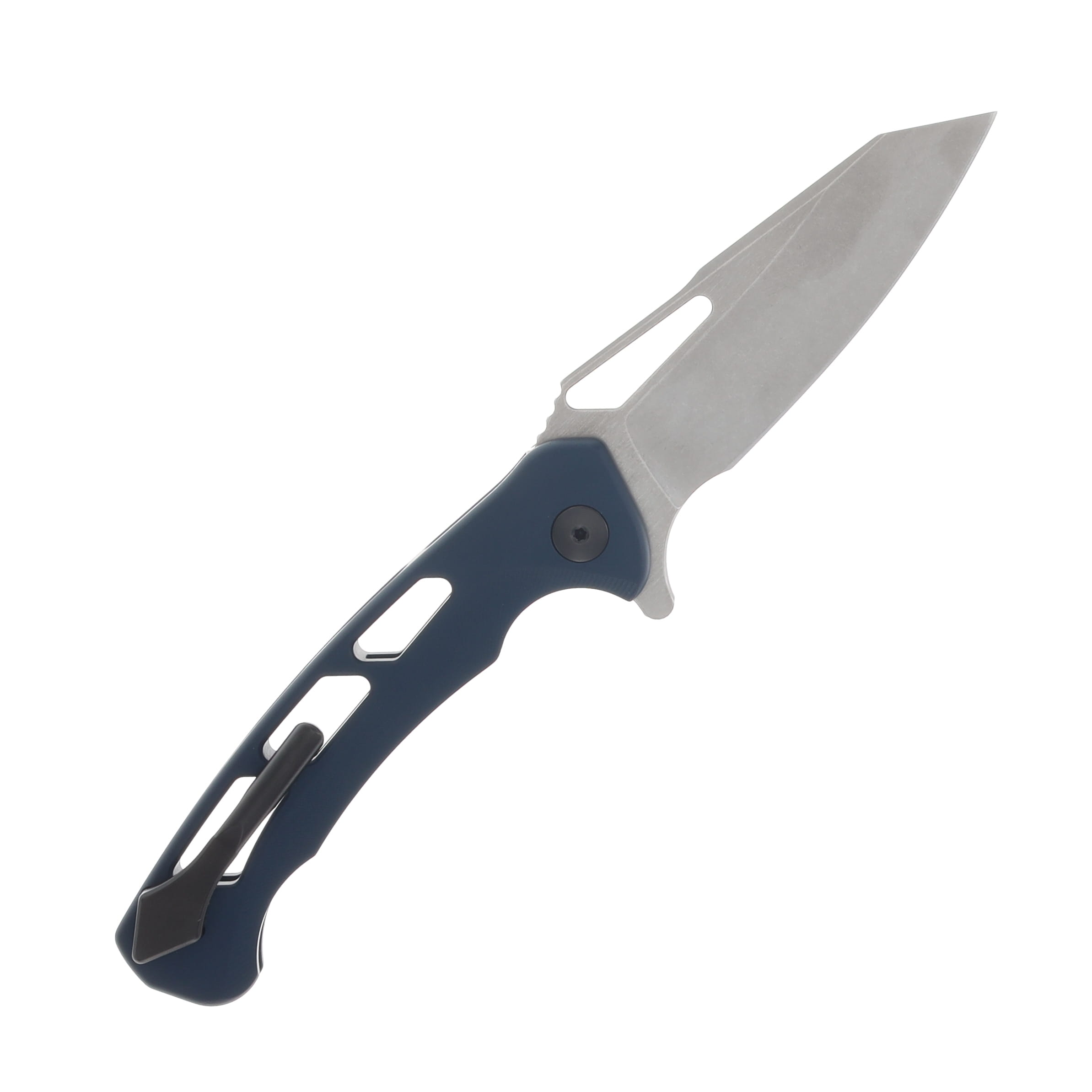 Dead Reckon Integral Vertebrae Folding Knife Stonewash S45VN Reverse Tanto/Navy Blue Aluminum with Orange Anchor RB-4462NVOR View 2