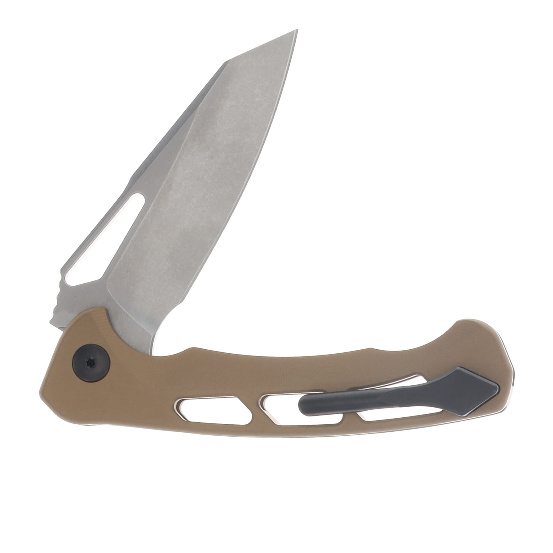 Dead Reckon Integral Vertebrae Folding Knife Stonewash S45VN Reverse Tanto/Sand Matte Aluminum with Turquoise Anchor RB-4462DSMTQ View 4
