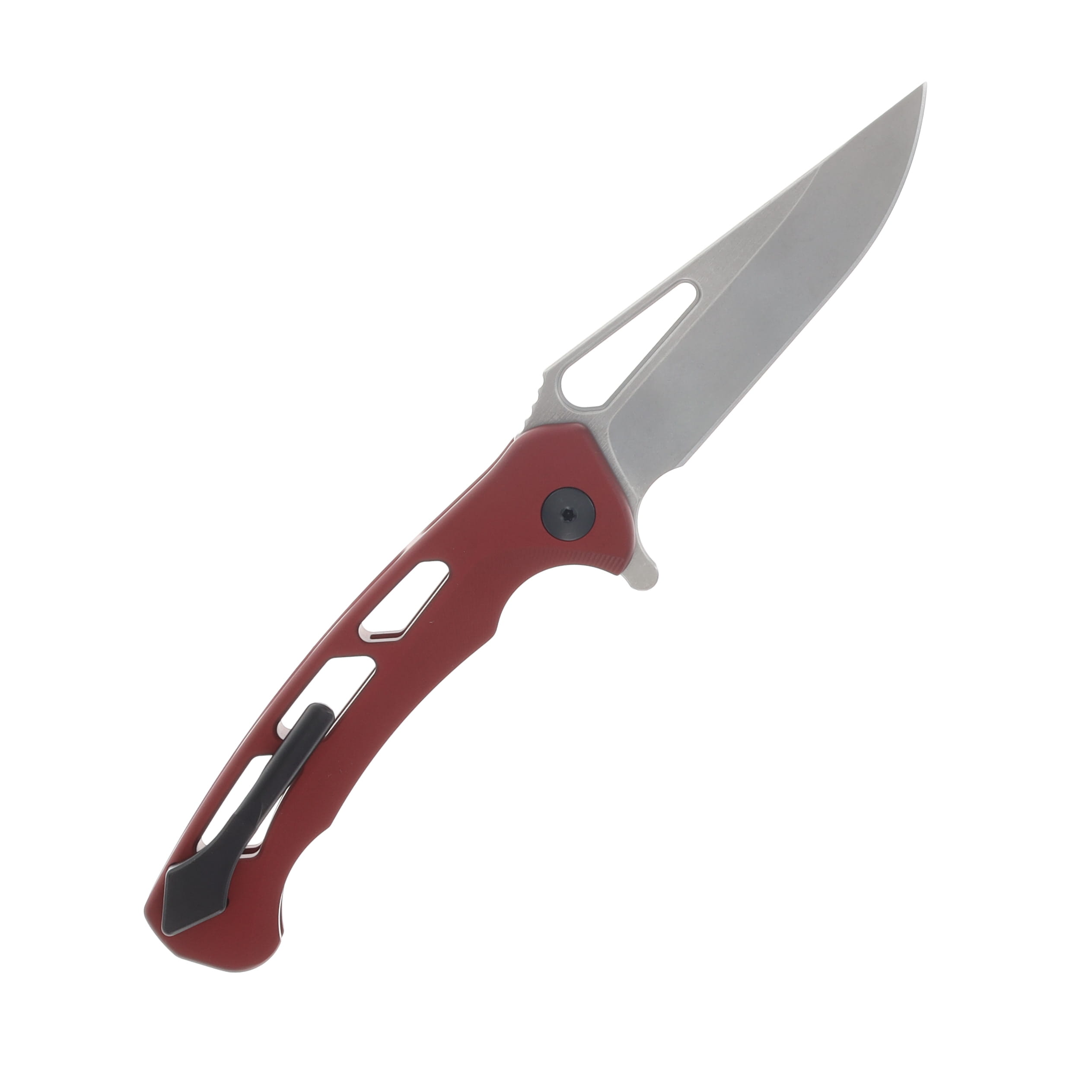 Dead Reckon Integral Vertebrae Folding Knife Stonewash S45VN New Sexy Modified Clip Point/Dark Red Aluminum with Black Anchor RB-3462DRBK View 2