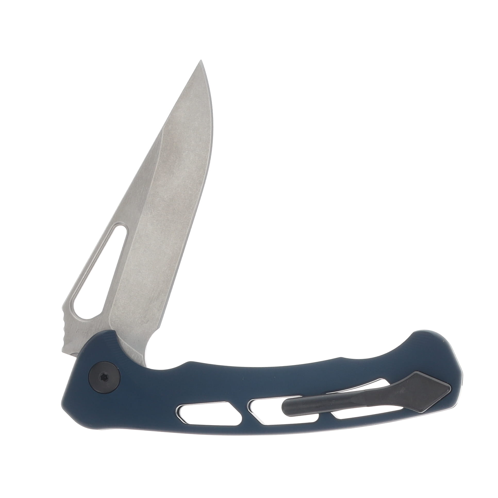 Dead Reckon Integral Vertebrae Folding Knife Stonewash S45VN New Sexy Modified Clip Point/Navy Aluminum with Red Anchor RB-3462NVRD View 4