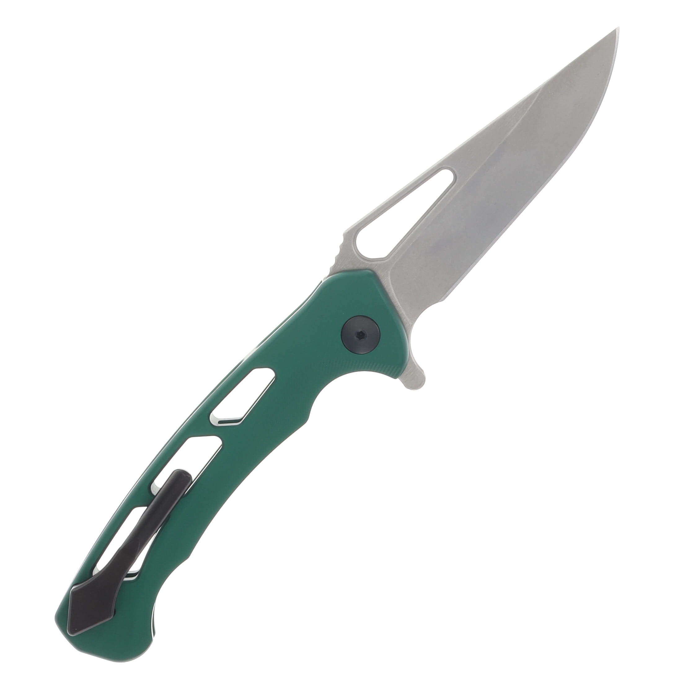 Dead Reckon Integral Vertebrae Folding Knife Stonewash S45VN New Sexy Modified Clip Point/Green Aluminum with Orange Anchor RB-3462GNOR View 2