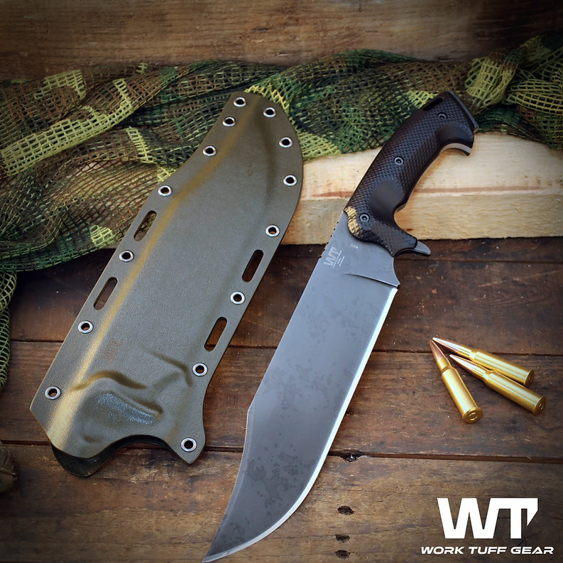 Work Tuff Gear Primal Fixed Blade Knife Apocalyptic K329/Black Gator Grip G-10 with OD Green Kydex Sheath AB-K329 View 7