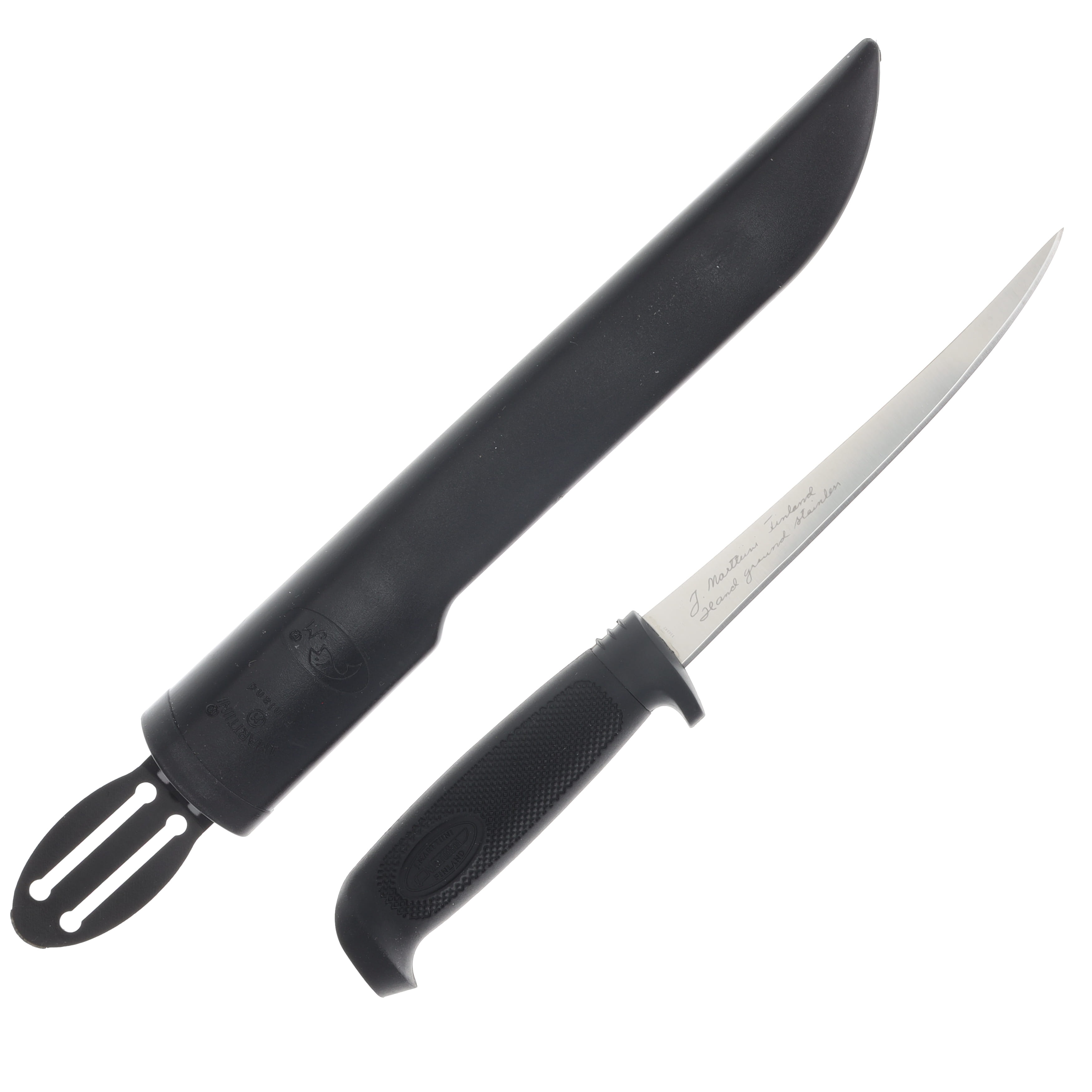 Marttiini Basic 6in Fillet Knife Black Textured Rubber Handle W/Sheath MN827010 View 1