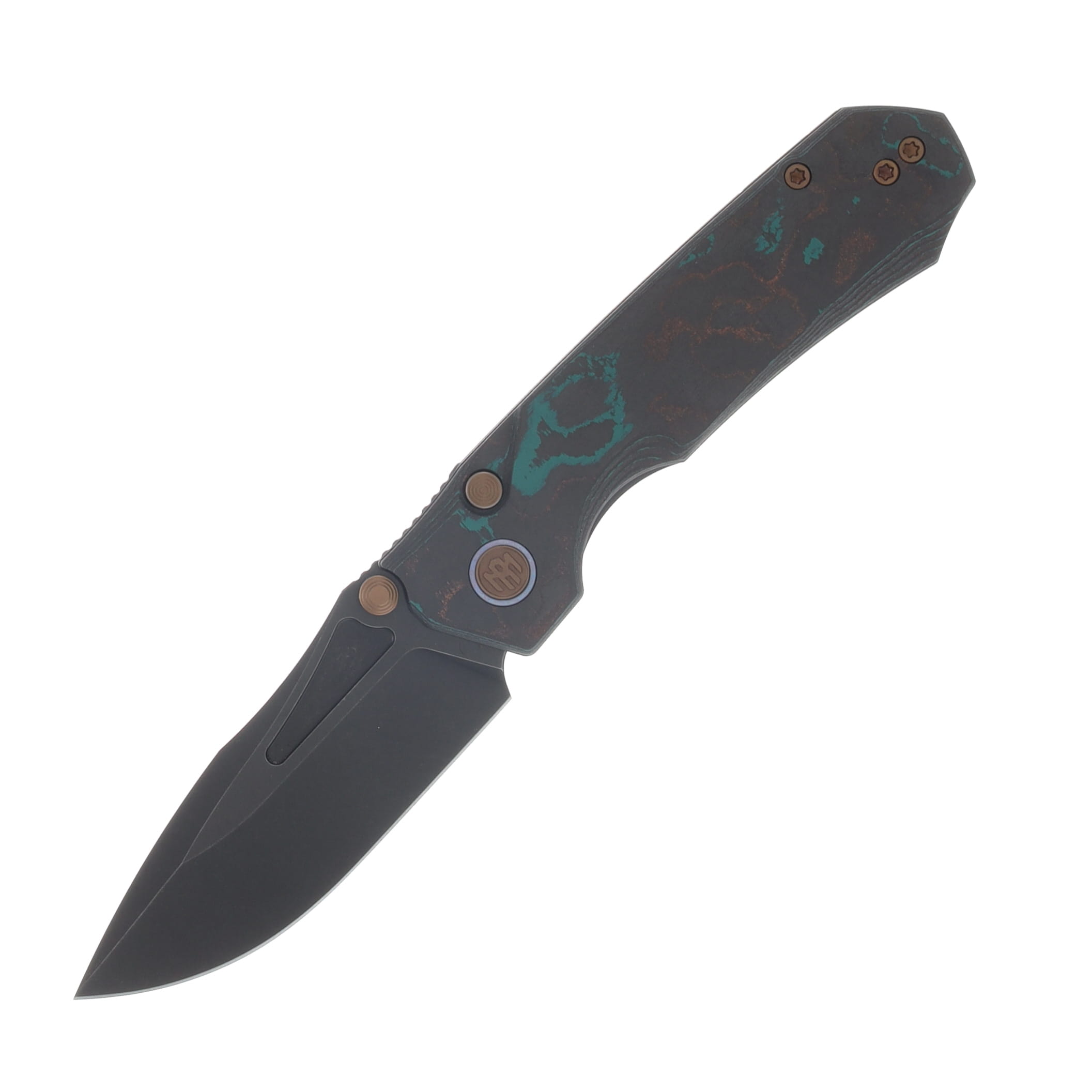 Remette Rhino Folding Knife Black 14C28N Blade Shipwrecked CamoCarbon MB-B1SW View 1
