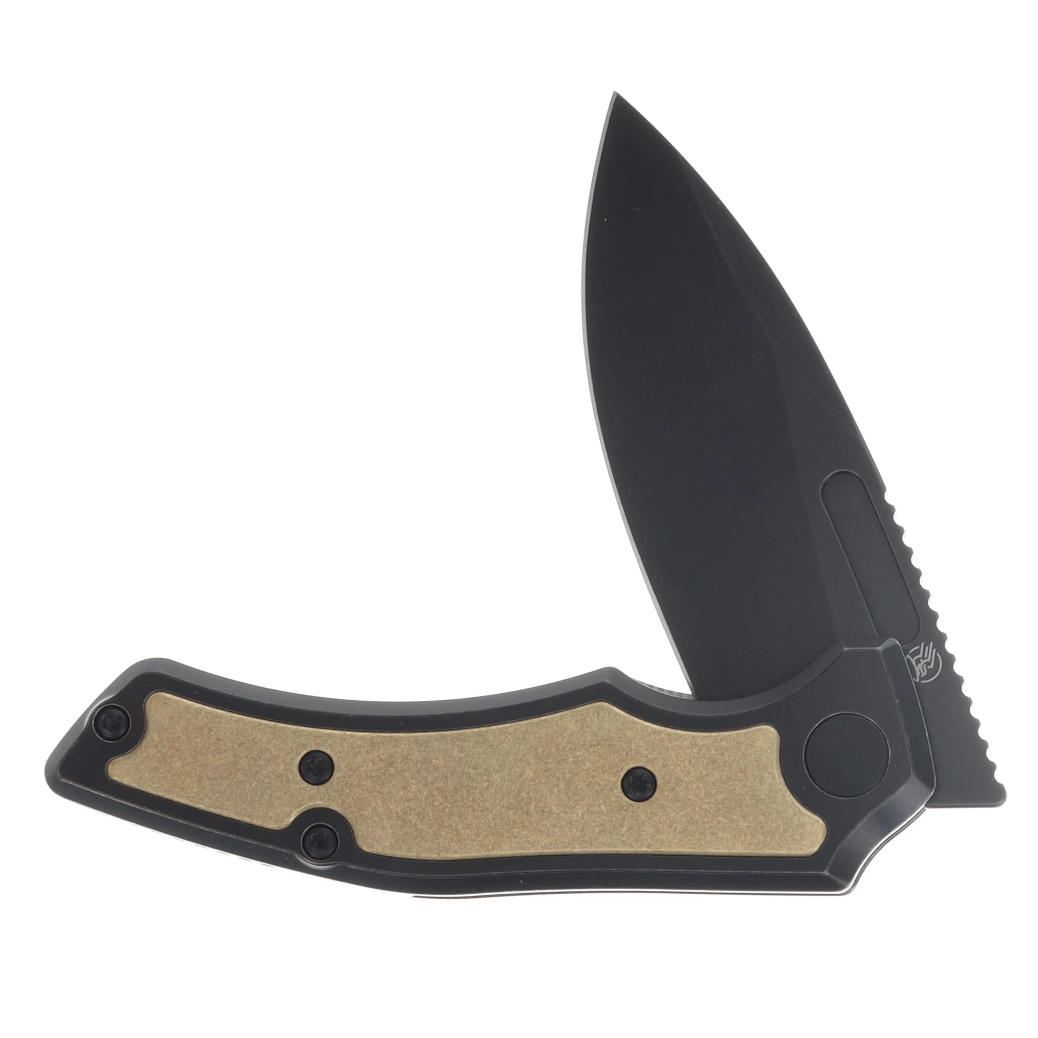 Griffin Scout F3 Folding Knife Blackwash Magnacut/Blackwash Titanium with Stonewash Brass Inlay GRIFFSF3BWSB View 3