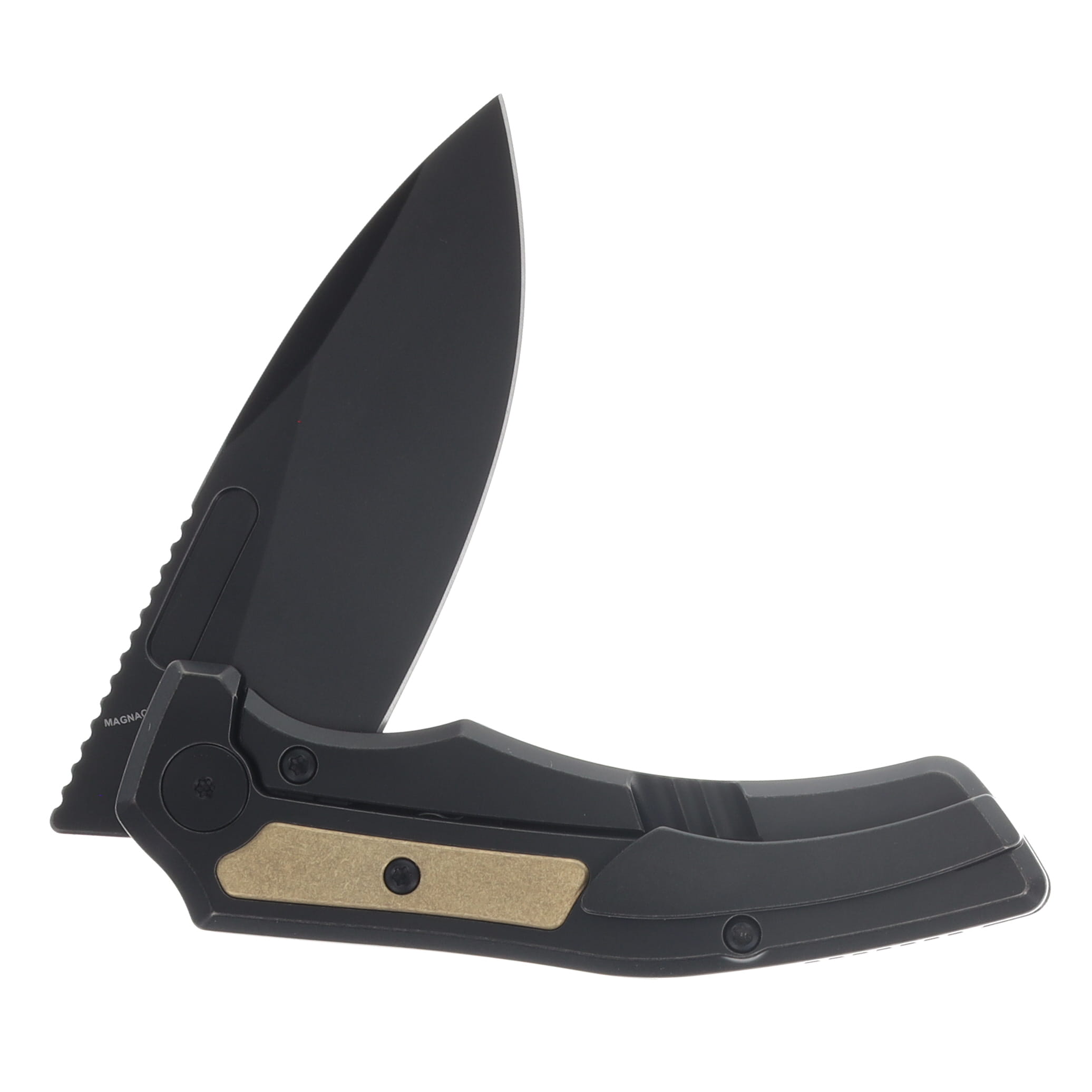 Griffin Scout F3 Folding Knife Blackwash Magnacut/Blackwash Titanium with Stonewash Brass Inlay GRIFFSF3BWSB View 4