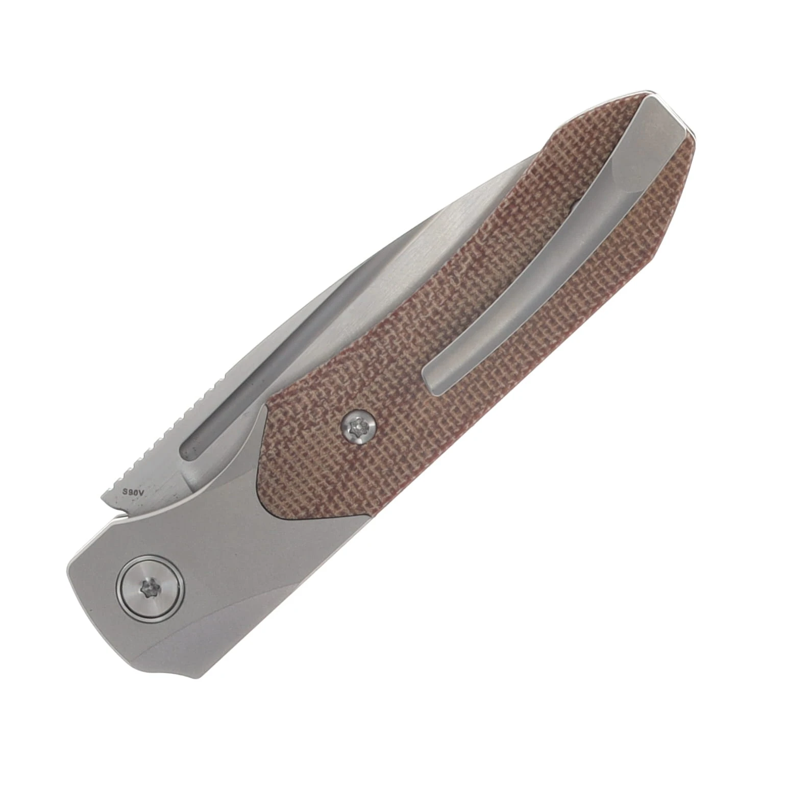 Griffin X Series 1946 Slipjoint Folding Knife Hand Rubbed Satin S90V/Light Stonewash Titanium with Natural Micarta Inlay GRIFF1946HRLSNM View 6
