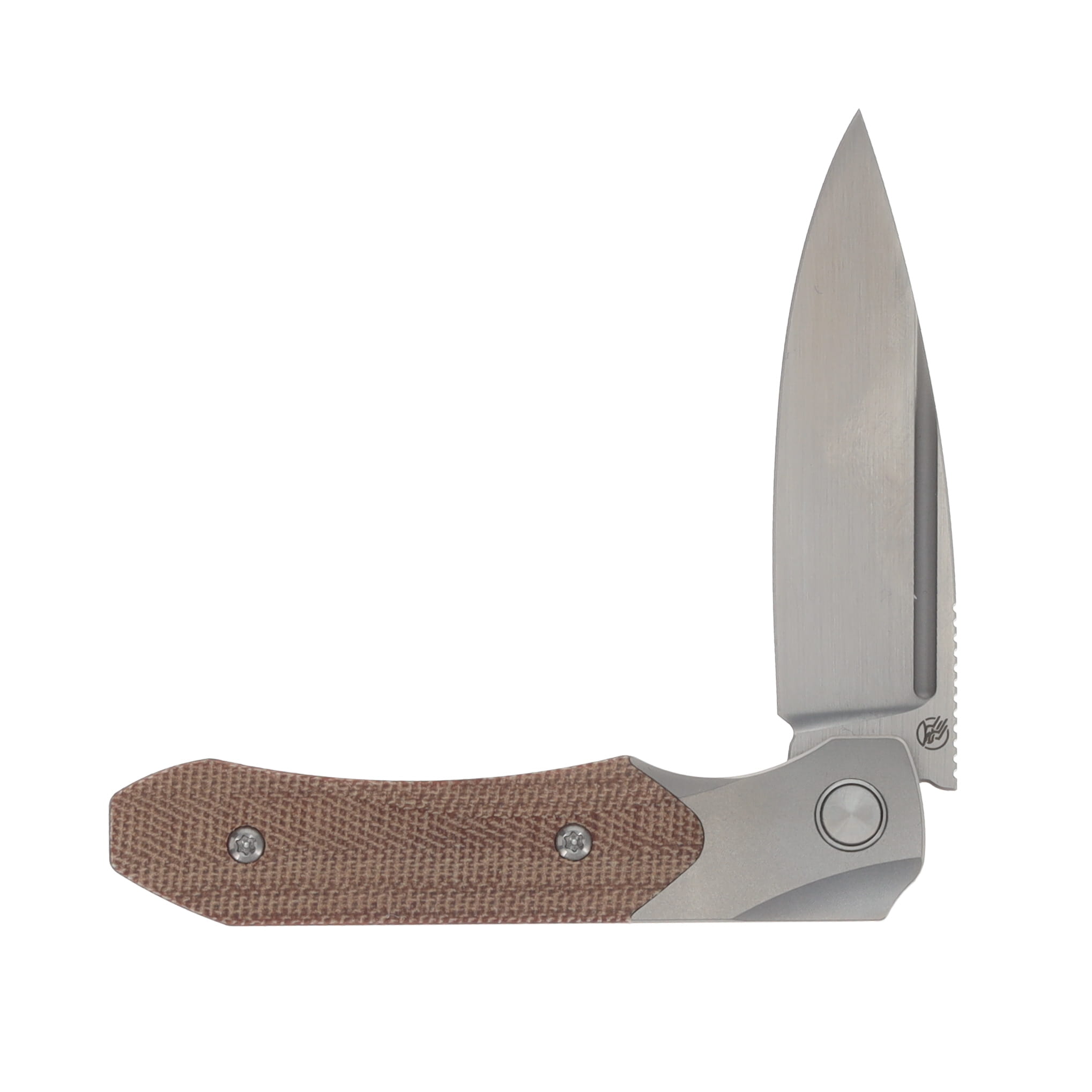 Griffin X Series 1946 Slipjoint Folding Knife Hand Rubbed Satin S90V/Light Stonewash Titanium with Natural Micarta Inlay GRIFF1946HRLSNM View 3