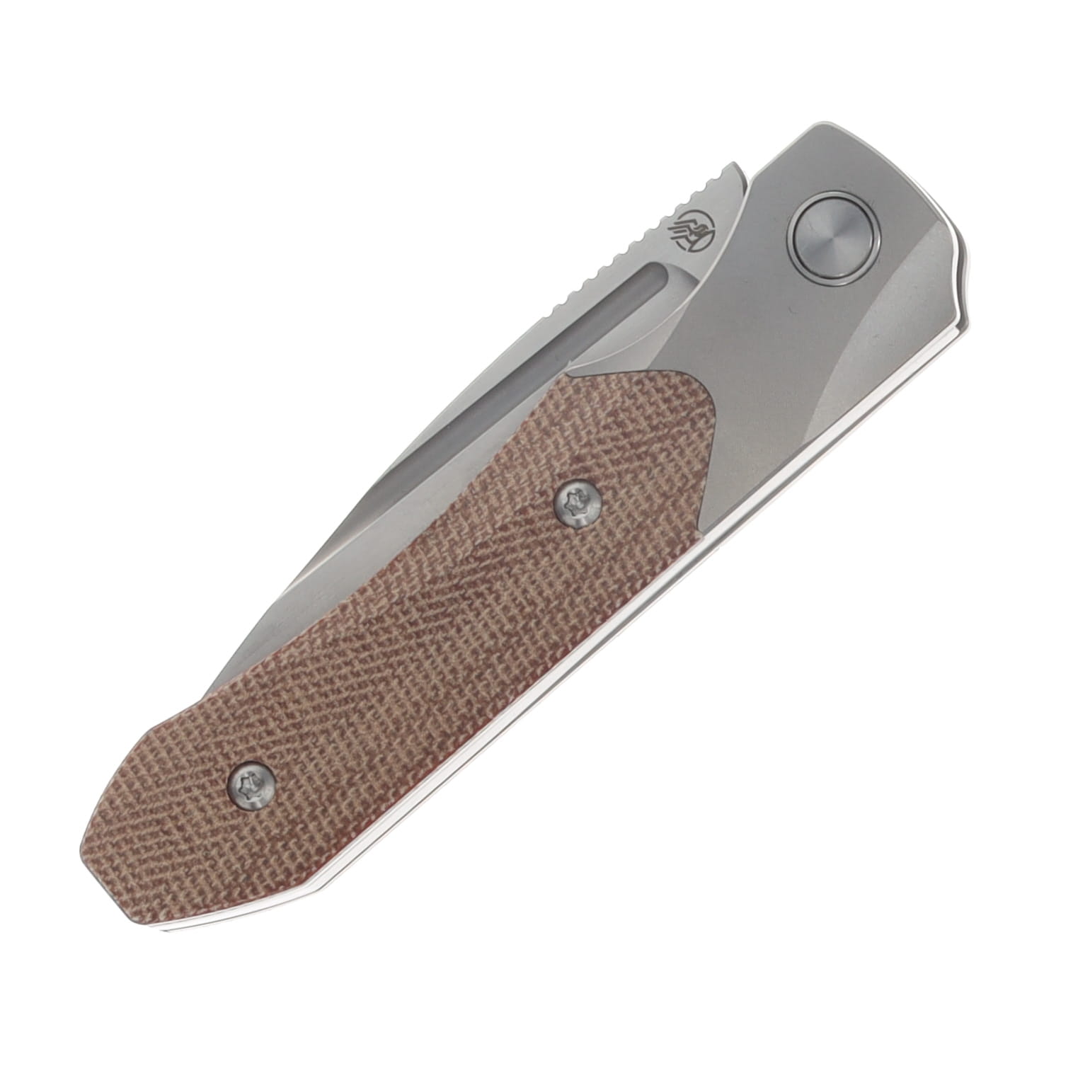 Griffin X Series 1946 Slipjoint Folding Knife Hand Rubbed Satin S90V/Light Stonewash Titanium with Natural Micarta Inlay GRIFF1946HRLSNM View 5