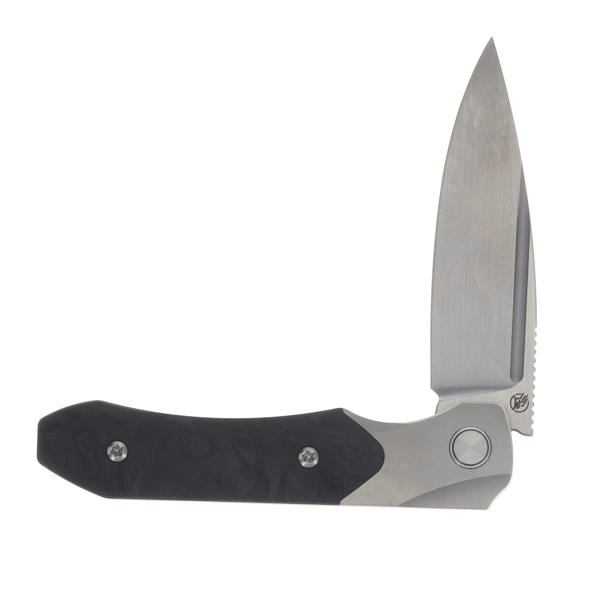 Griffin X Series 1946 Slipjoint Folding Knife Hand Rubbed Satin S90V/Light Stonewash Titanium with Marbled Carbon Fiber Inlay GRIFF1946HRLSMCF View 3