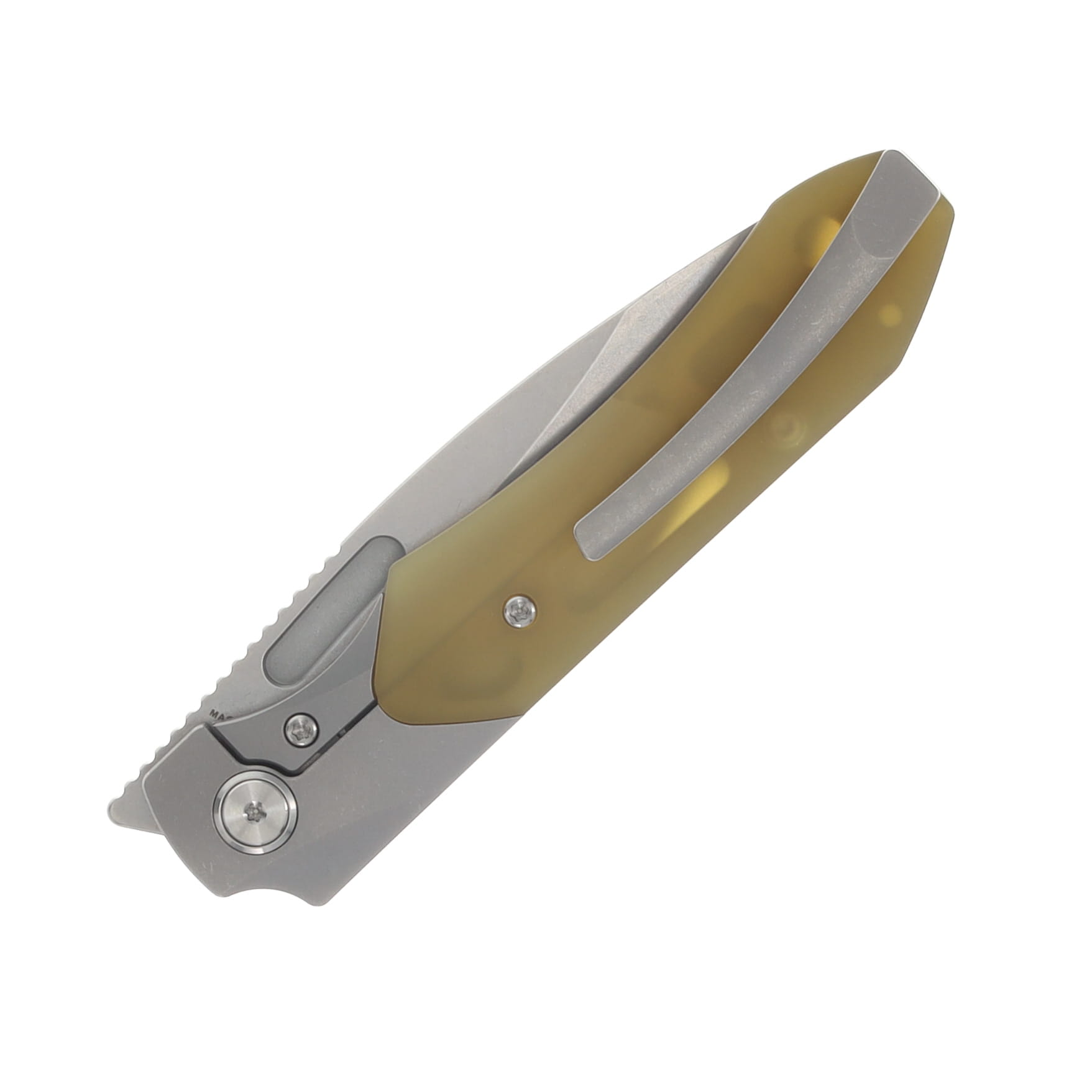 Griffin X Series Bolster Lock Folding Knife Light Stonewash Magnacut/Light Stonewash Titanium with Ultem Inlay GRIFFXSERIESLSWUI View 5