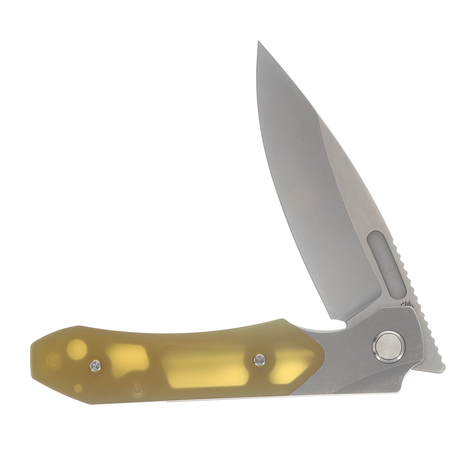 Griffin X Series Bolster Lock Folding Knife Light Stonewash Magnacut/Light Stonewash Titanium with Ultem Inlay GRIFFXSERIESLSWUI View 3