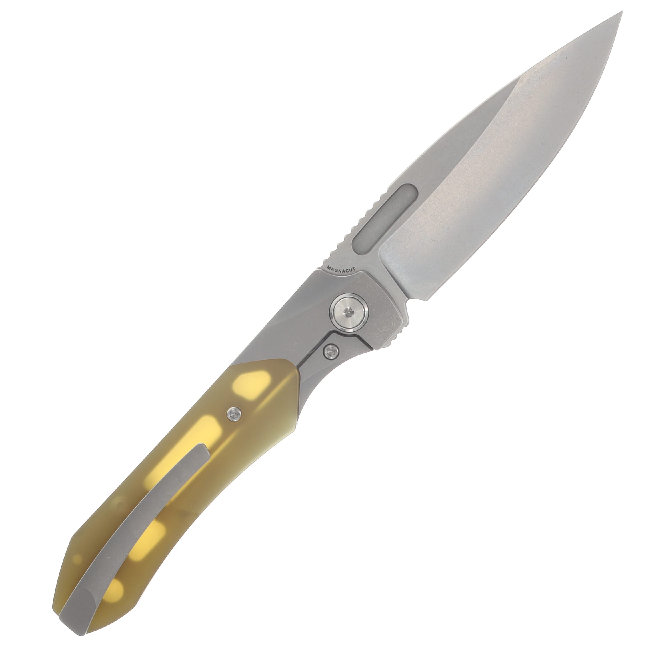 Griffin X Series Bolster Lock Folding Knife Light Stonewash Magnacut/Light Stonewash Titanium with Ultem Inlay GRIFFXSERIESLSWUI View 2