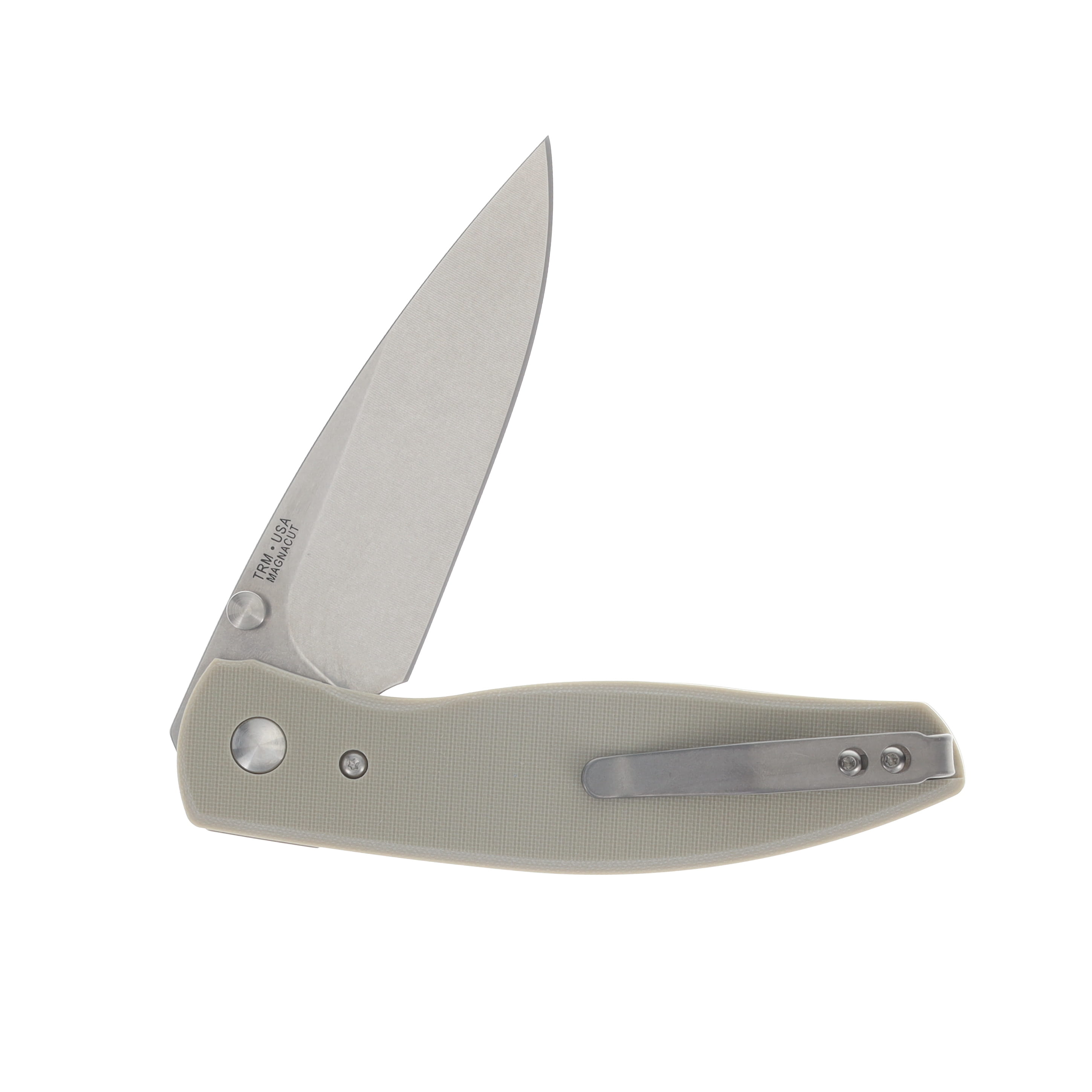 Three Rivers ATOM Linerlock MagnaCut Steel Blade Desert Tan G10 FLAT Textured Scales DLR-ATM-G10-FLT View 4