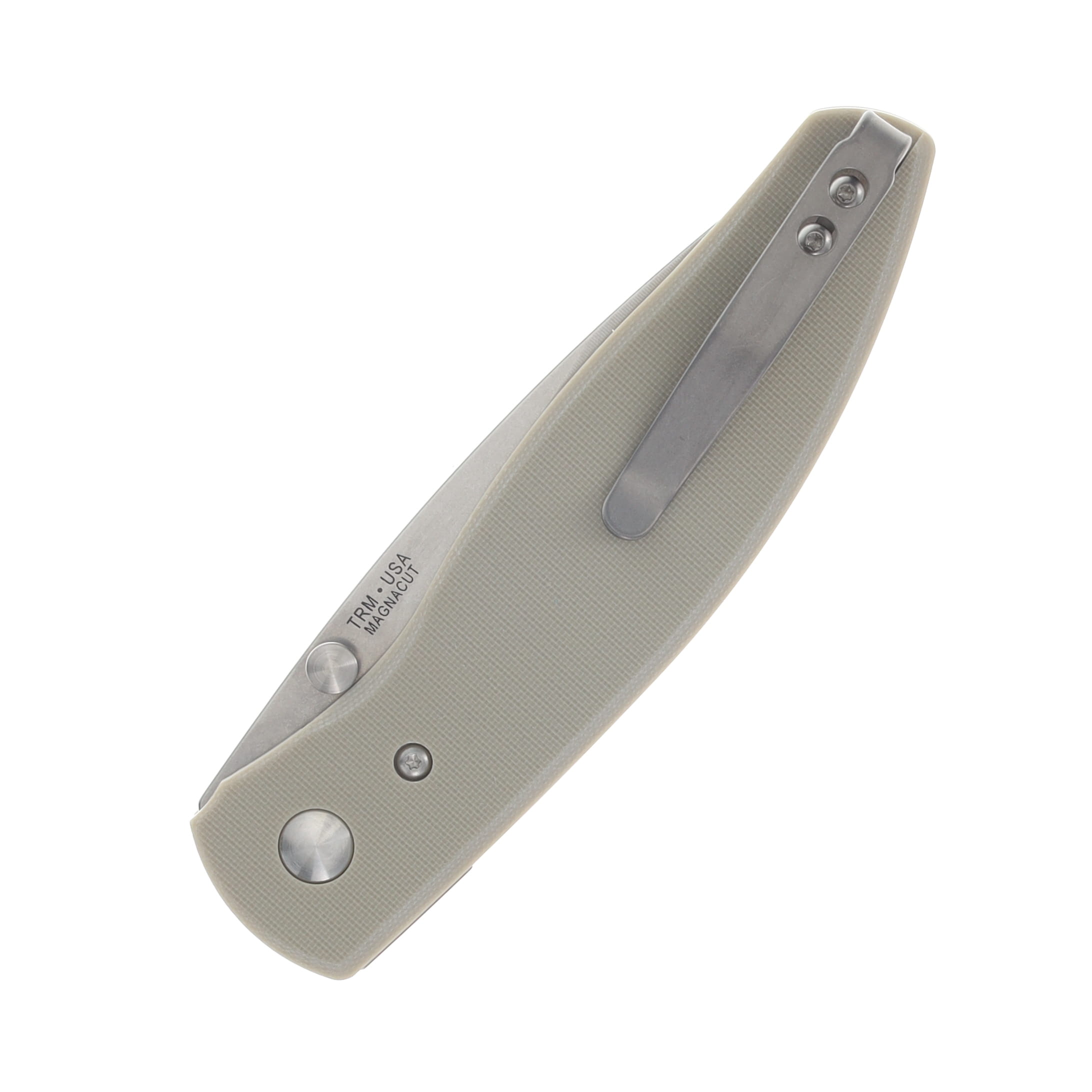 Three Rivers ATOM Linerlock MagnaCut Steel Blade Desert Tan G10 FLAT Textured Scales DLR-ATM-G10-FLT View 5