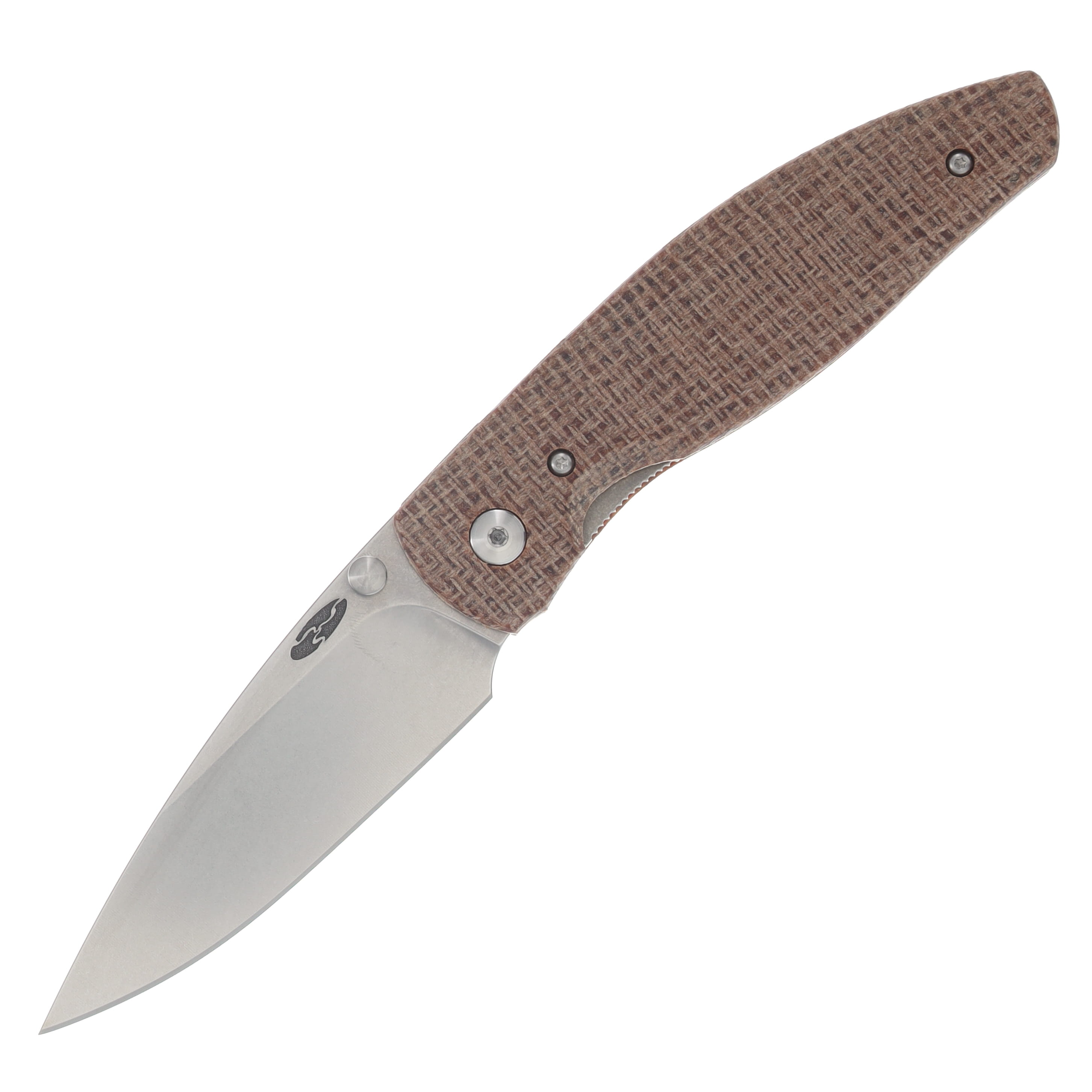 Three Rivers ATOM Linerlock Folder MagnaCut Steel Blade Burlap Micarta Smooth 3D Contoured Scales DLR-ATM-MIC-3D View 1