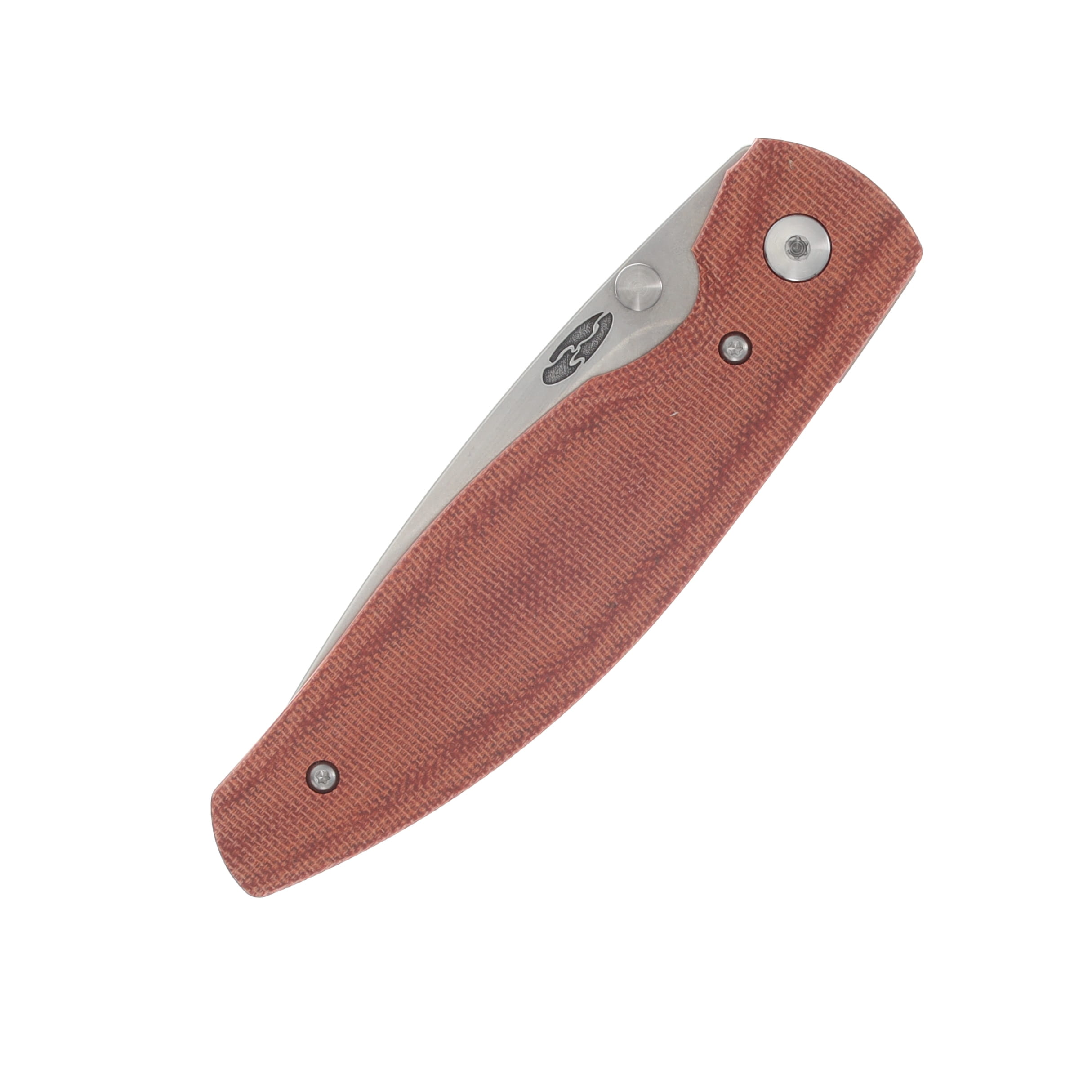Three Rivers ATOM Linerlock Folder MagnaCut Steel Blade Autumn Orange Smooth Micarta 3D Contoured Scales DLR-ATM-MIC-3D-ORANGE View 6