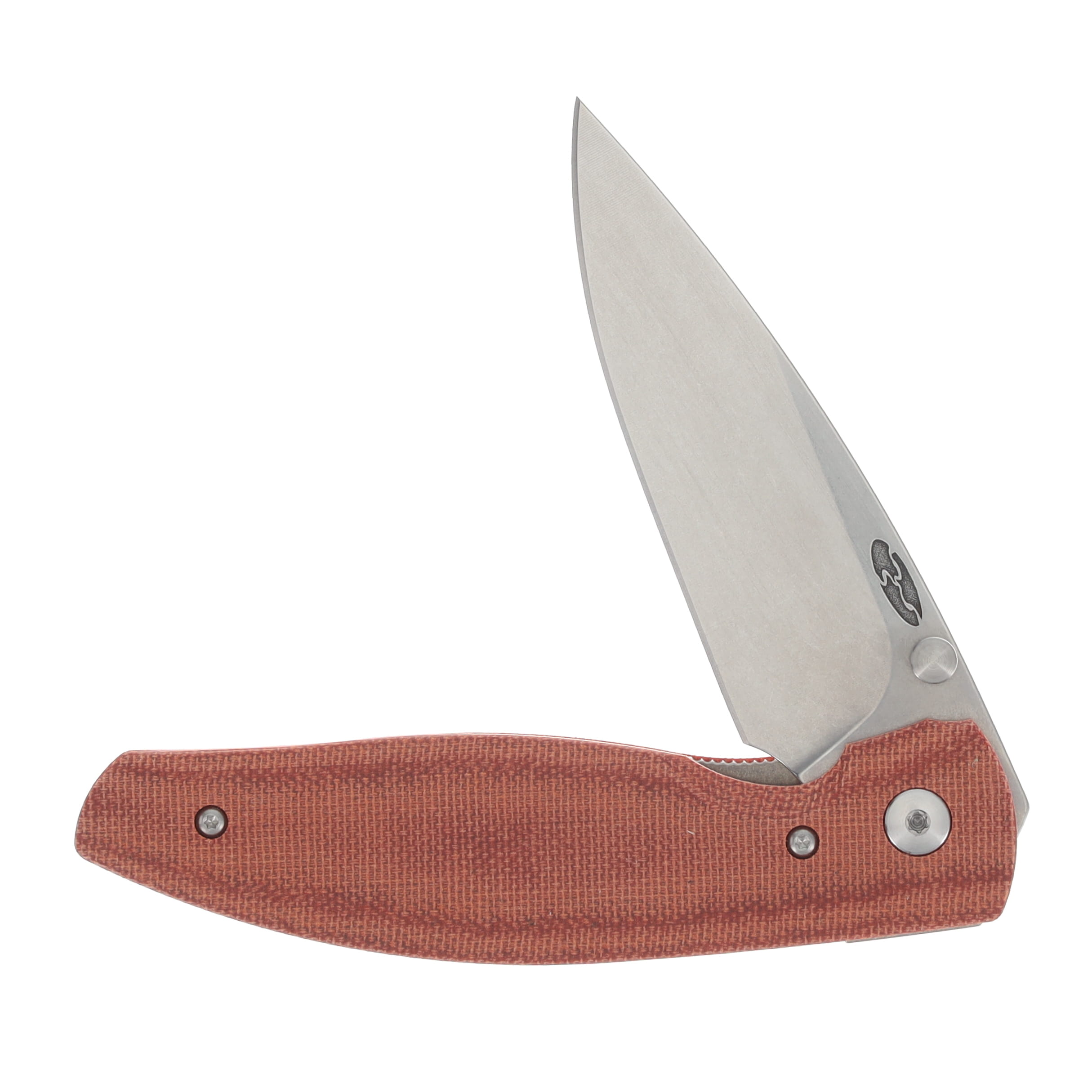 Three Rivers ATOM Linerlock Folder MagnaCut Steel Blade Autumn Orange Smooth Micarta 3D Contoured Scales DLR-ATM-MIC-3D-ORANGE View 4
