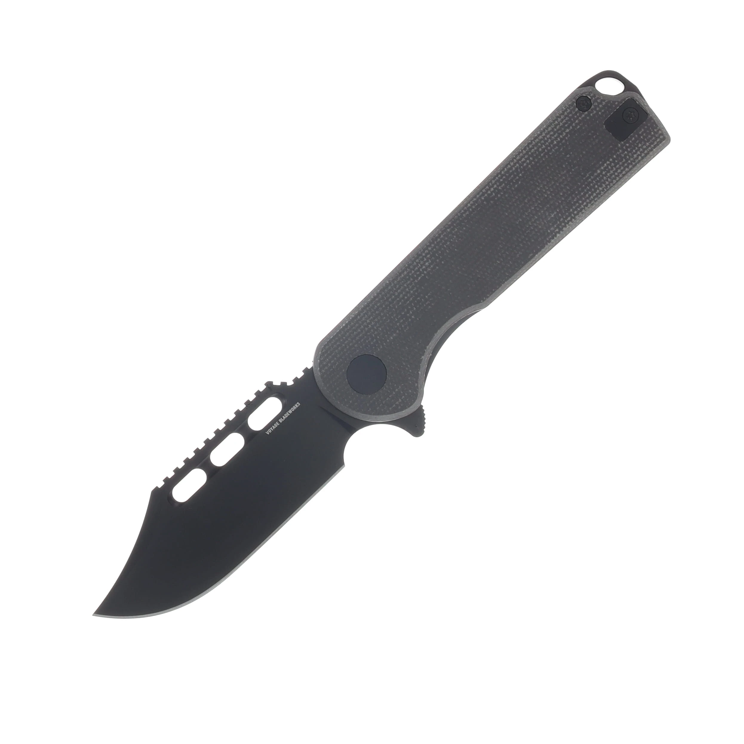 Voyage Bladeworks Avius Folding Knife Black  Titanium-Micarta Black 14C28N Clip Point VBAVIUSCP View 1