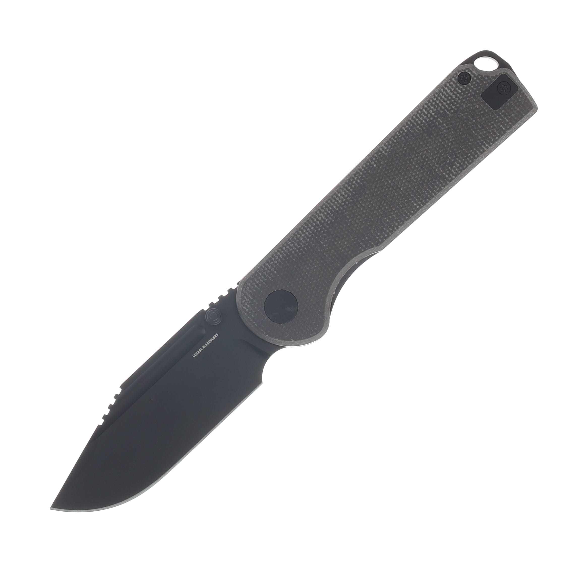 Voyage Bladeworks Avius Folding Knife Black Titanium-Micarta Black 14C28N Drop Point VBAVIUSDP View 1