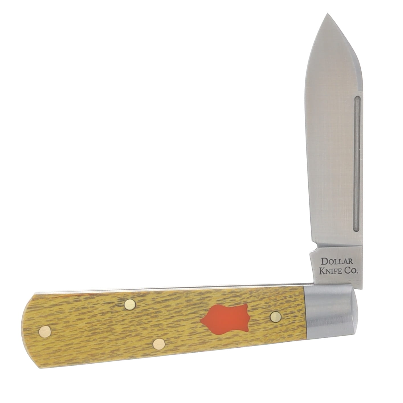 Cooper Cutlery Dollar Knife Co. Osage 1-Blade Pocket Knife Orange Wood with Orange Shield DKC-OO-OS View 1