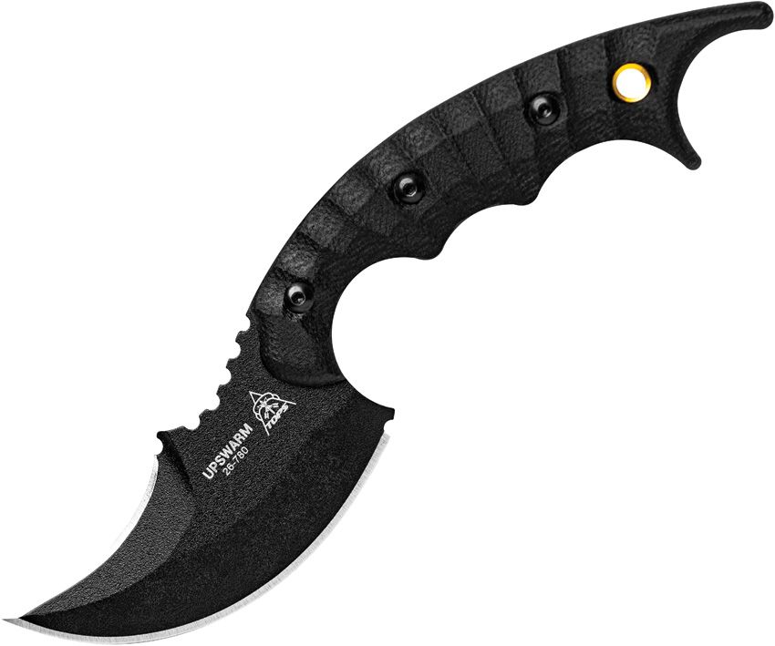 TOPS Upswarm Fixed Blade Black Canvas Micarta Handle Black Double Edge Blade TPUPSM-02 View 1