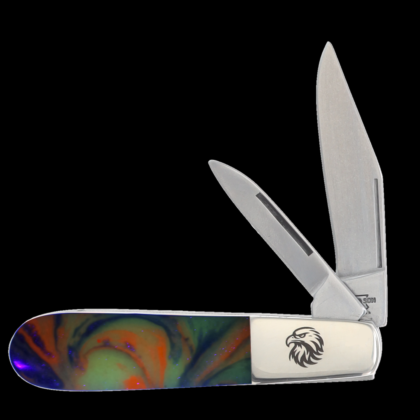Bear & Son SMKW Exclusive Star-Spangled Firecracker Glow in the Dark and UV Reflective Barlow Folding Knife SSF281 View 2