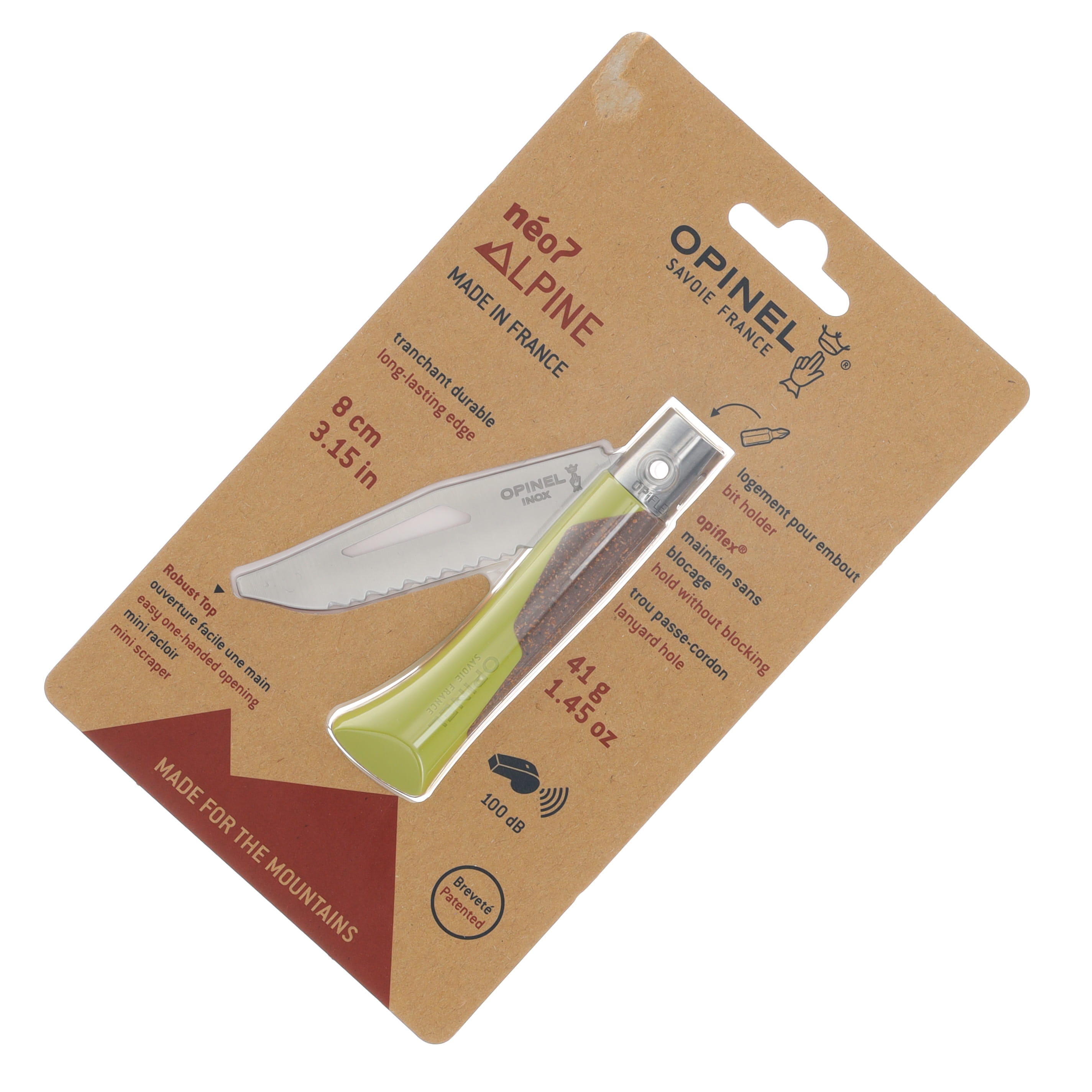 Opinel Neo7 Alpine Multi-tool Folding Knife Lime-Cork Handle Serrated Blade OP003241 View 9