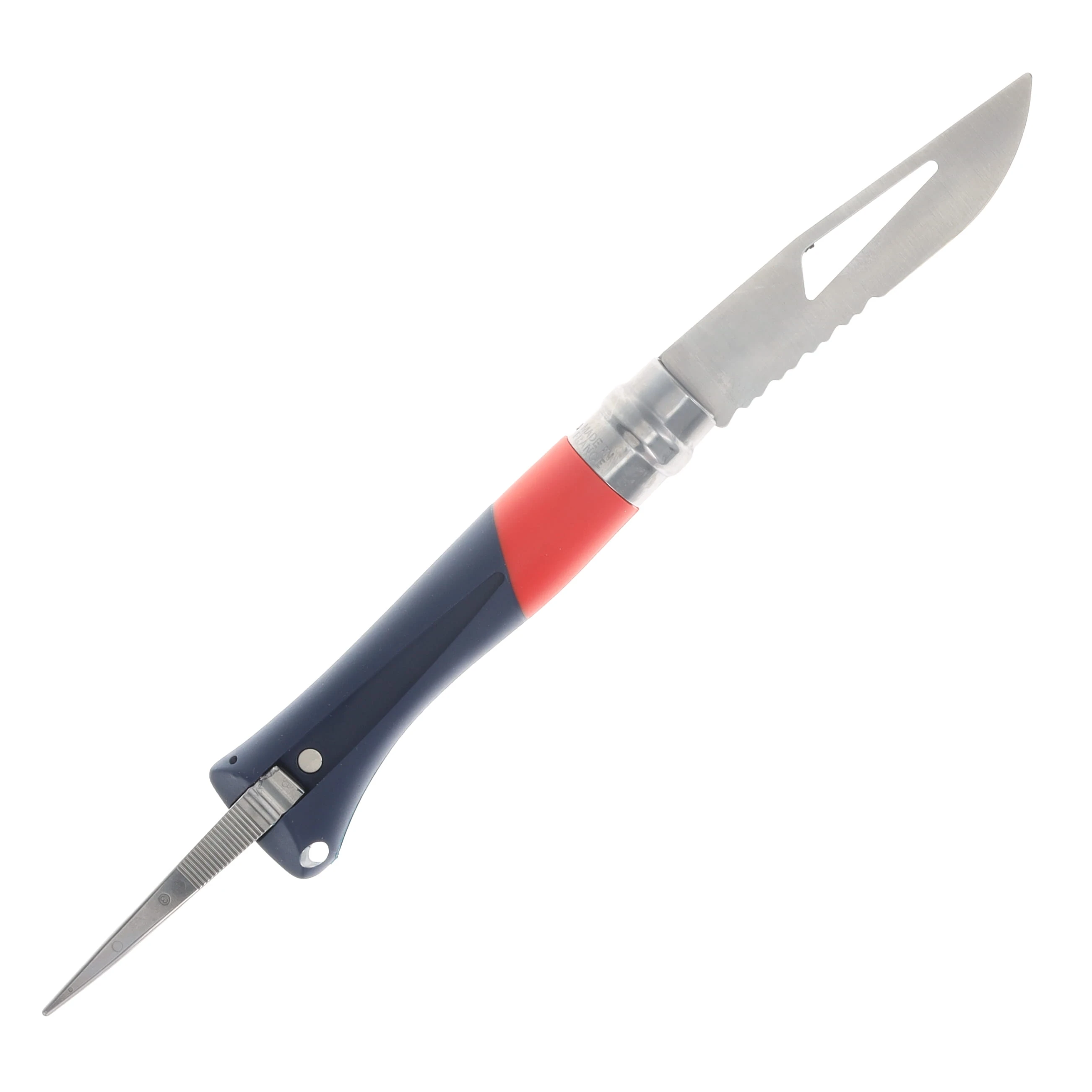 Opinel No. 09 Ocean Folding Knife Red W/Marlin Spike Part Serrate Blade OP003262 View 2