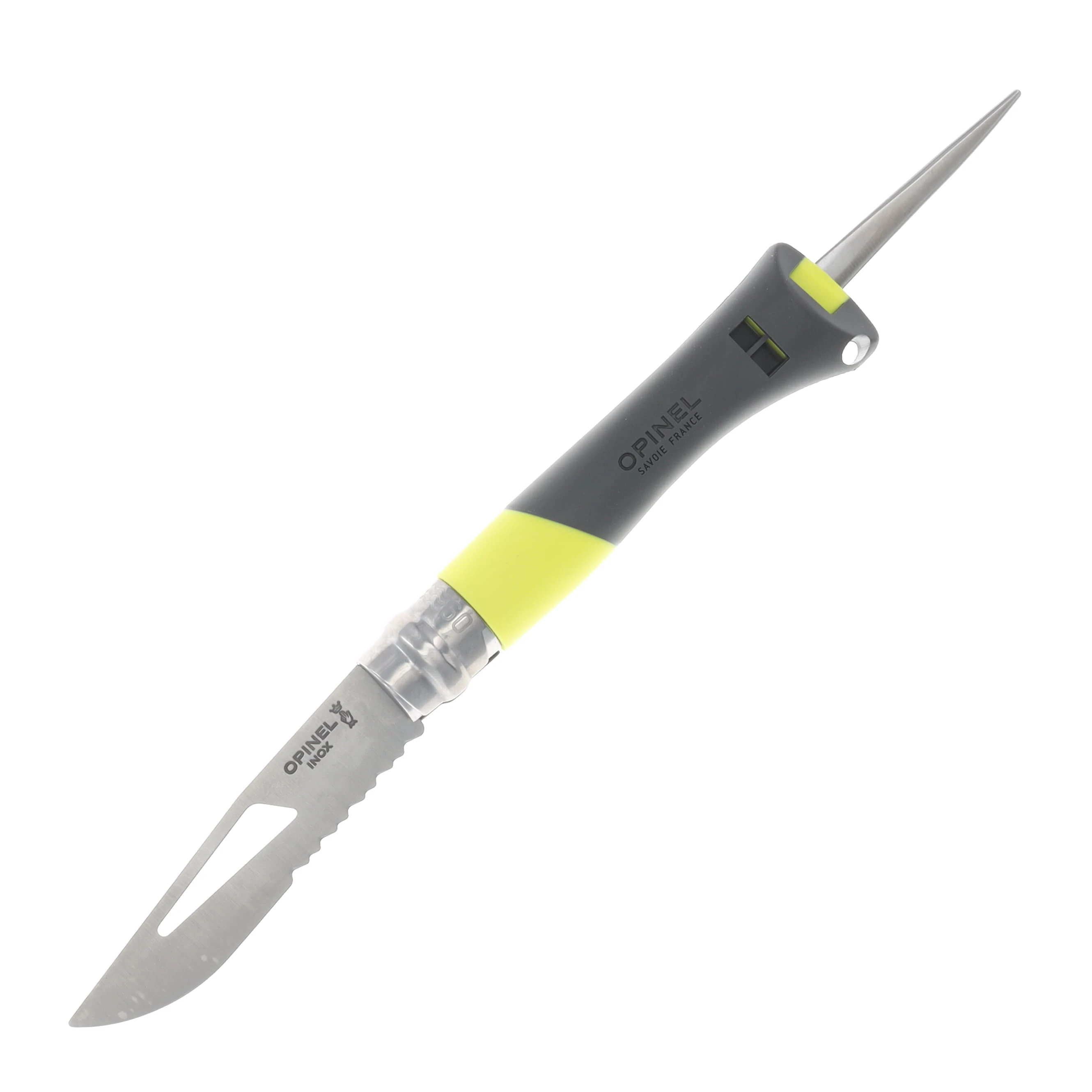 Opinel No. 09 Ocean Folding Knife Yellow W/Marlin Spike Part Serrate Blade OP003260 View 1
