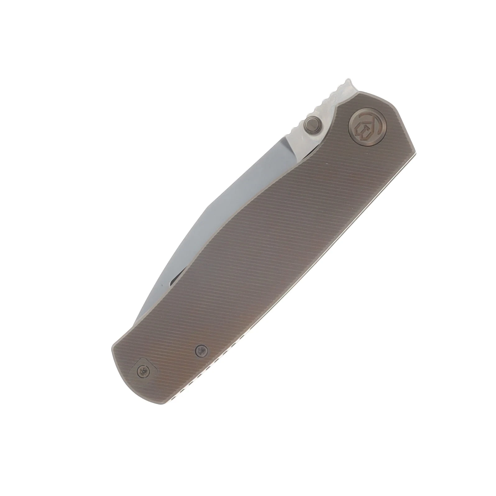 KB Knives Albatross Framelock Folder Bronze Ti W/ Micro Mill BB M390 Clip Point KUB471C View 7