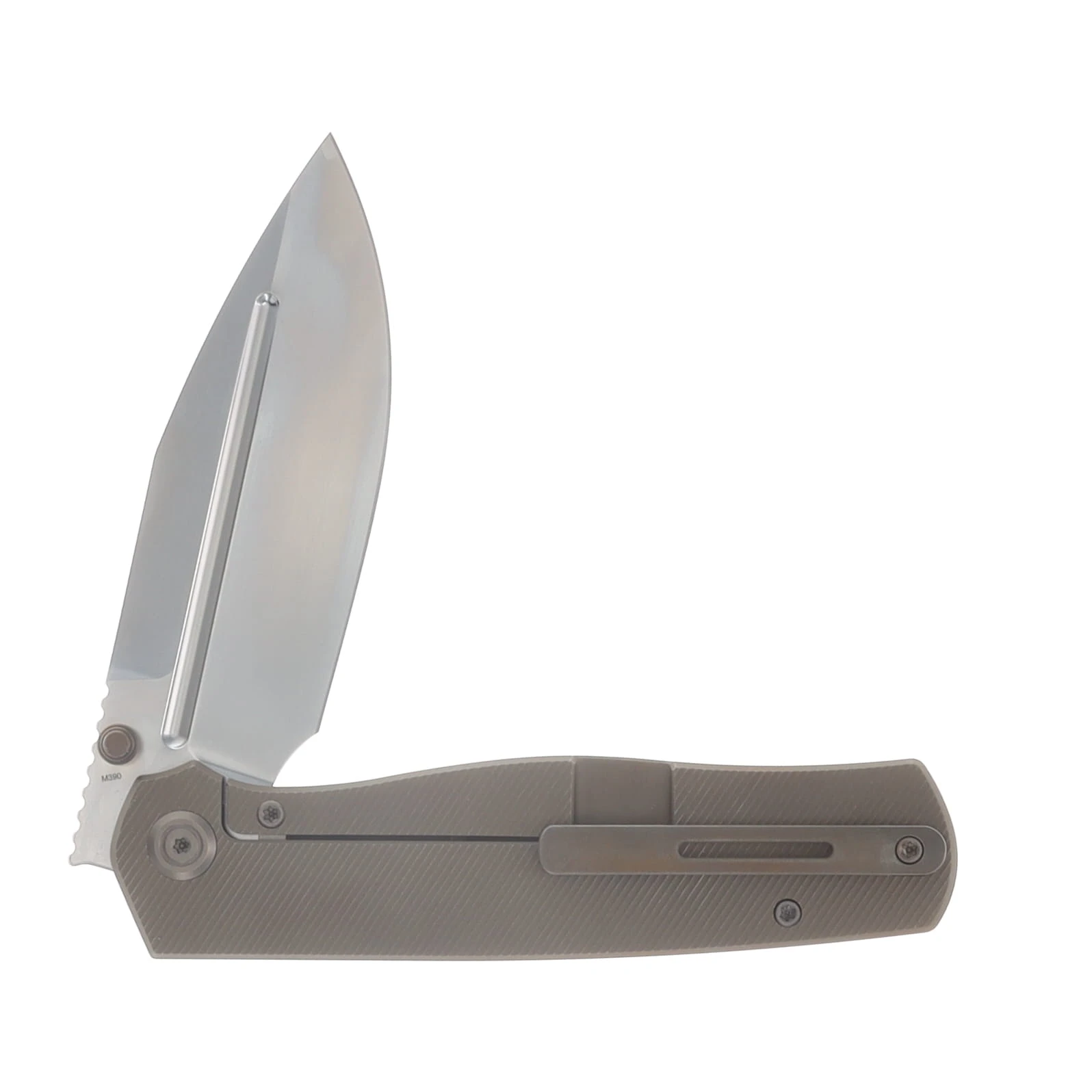KB Knives Albatross Framelock Folder Bronze Ti W/ Micro Mill BB M390 Clip Point KUB471C View 4