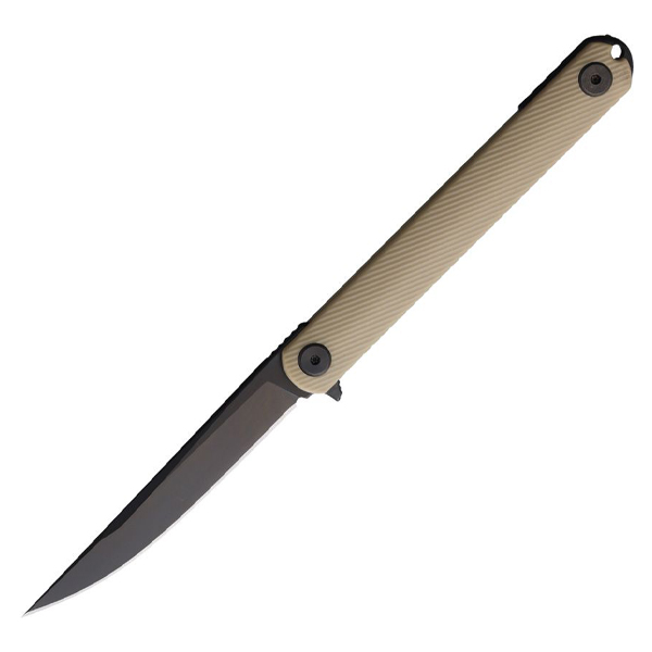 Spartan Blades Nemec Tan GFN 3.5in Plain Black PVD Straight Back SFBL12TN View 1