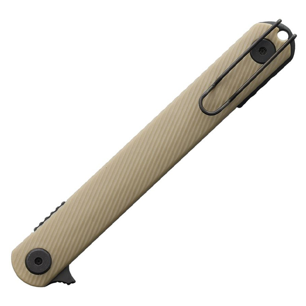 Spartan Blades Nemec Tan GFN 3.5in Plain Black PVD Straight Back SFBL12TN View 2