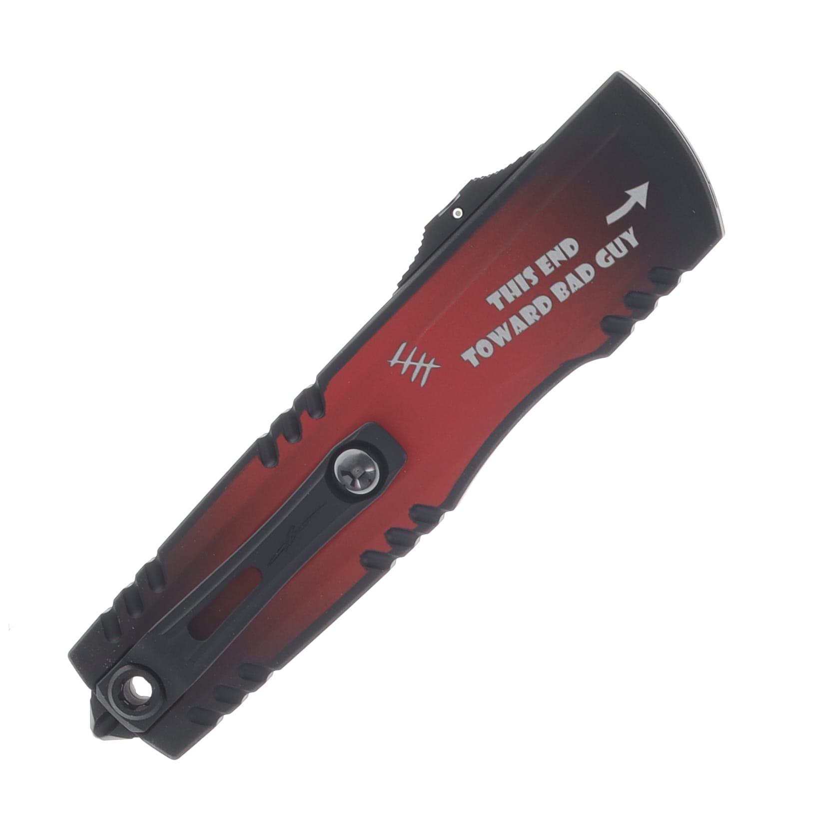 Microtech Luminary ZBP Signature Series OTF Automatic Knife Deadpool Special Edition with Tritium Insert AUMT12701DPS View 4