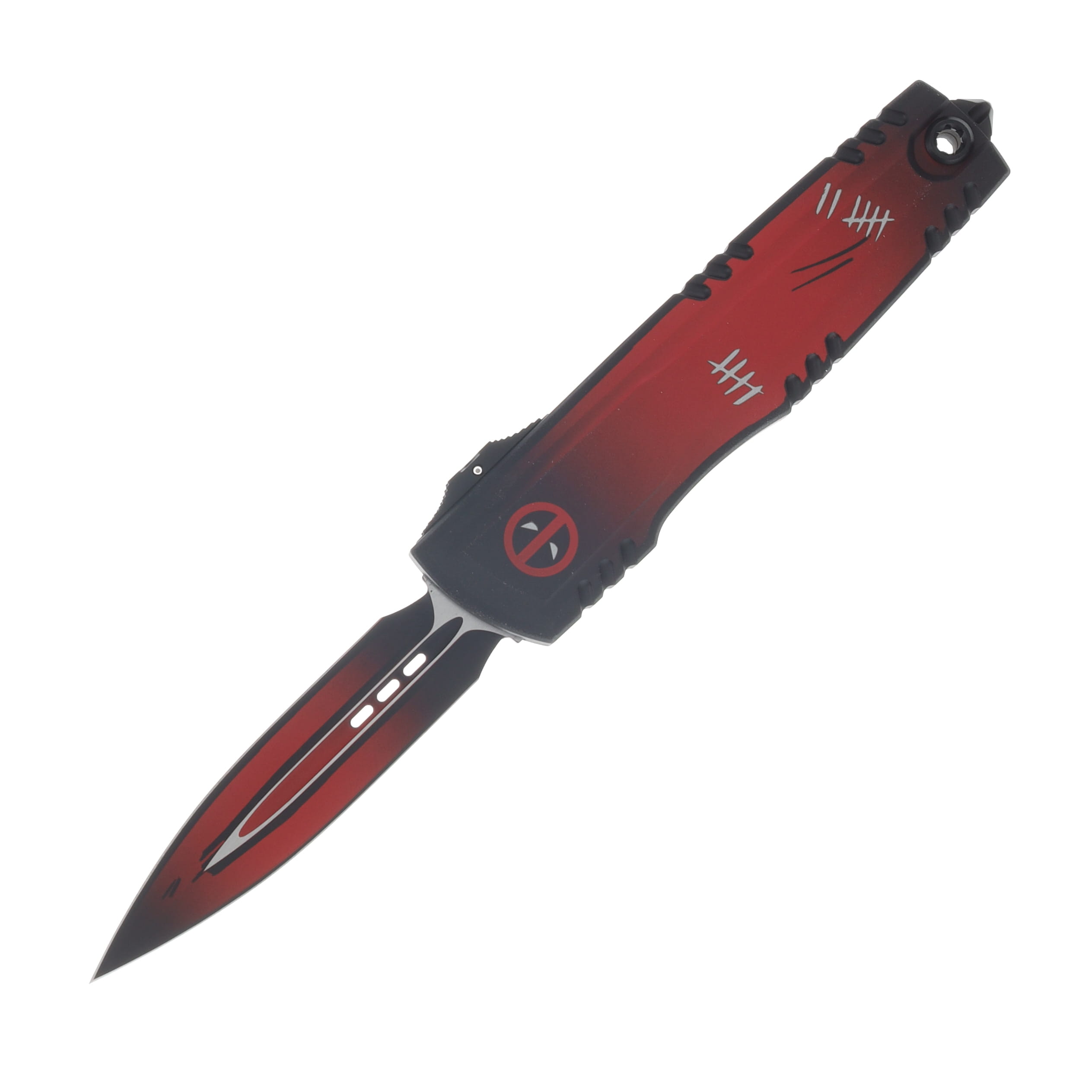 Microtech Luminary ZBP Signature Series OTF Automatic Knife Deadpool Special Edition with Tritium Insert AUMT12701DPS View 1