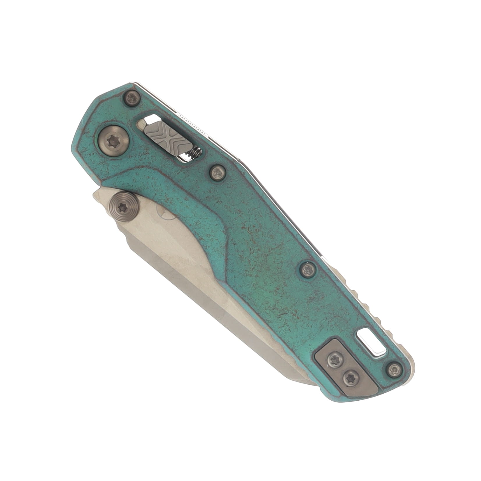Marfione Select MSI Mini Serrated Bronze Stonewash M390MK Antique Green Anodized Slab Side Titanium with Bronze Titanium Accents MT210M15MS2 View 5