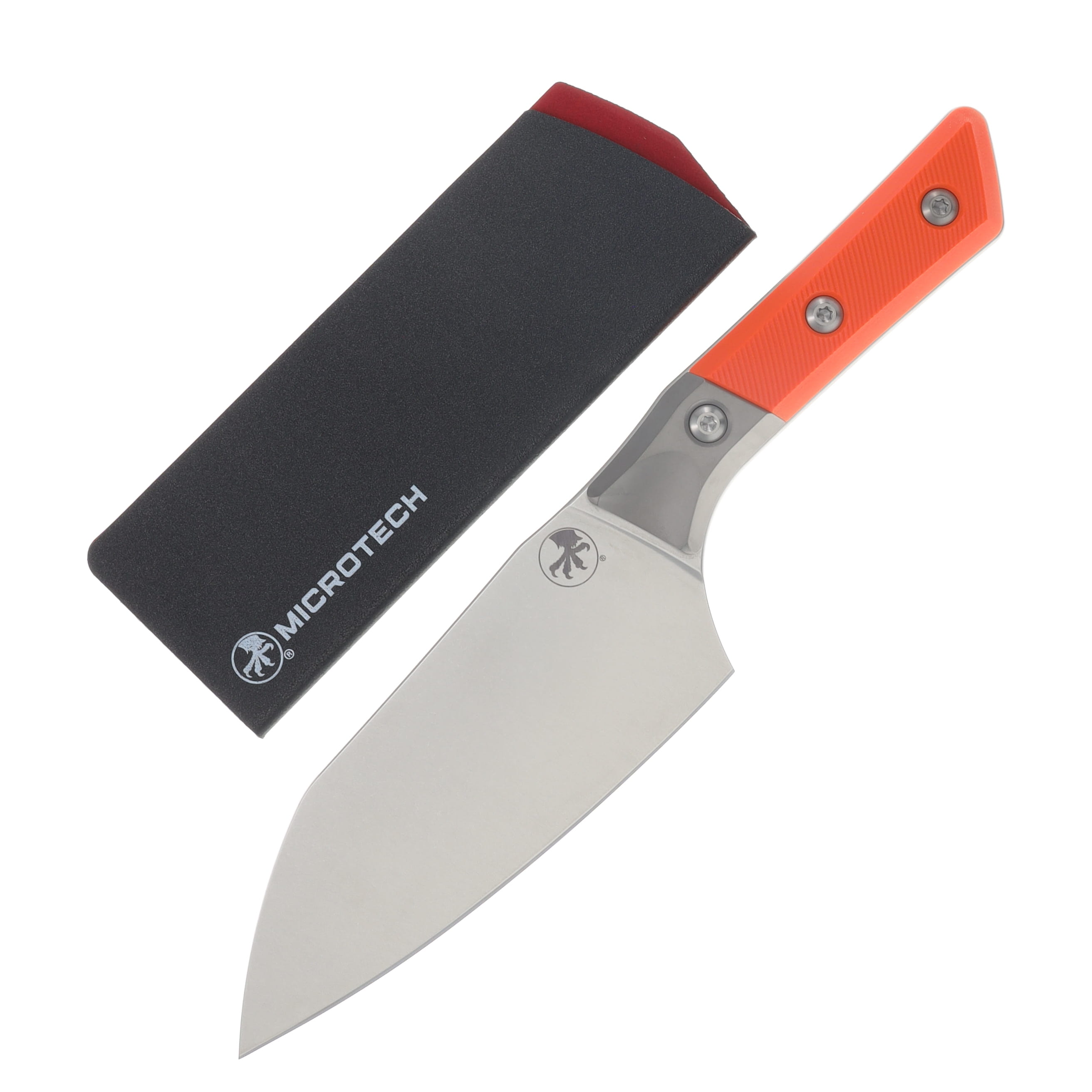 Microtech 6" Santoku Knife Stonewash/Ember G-10 with Titanium Bolsters MT3200B10EM View 1