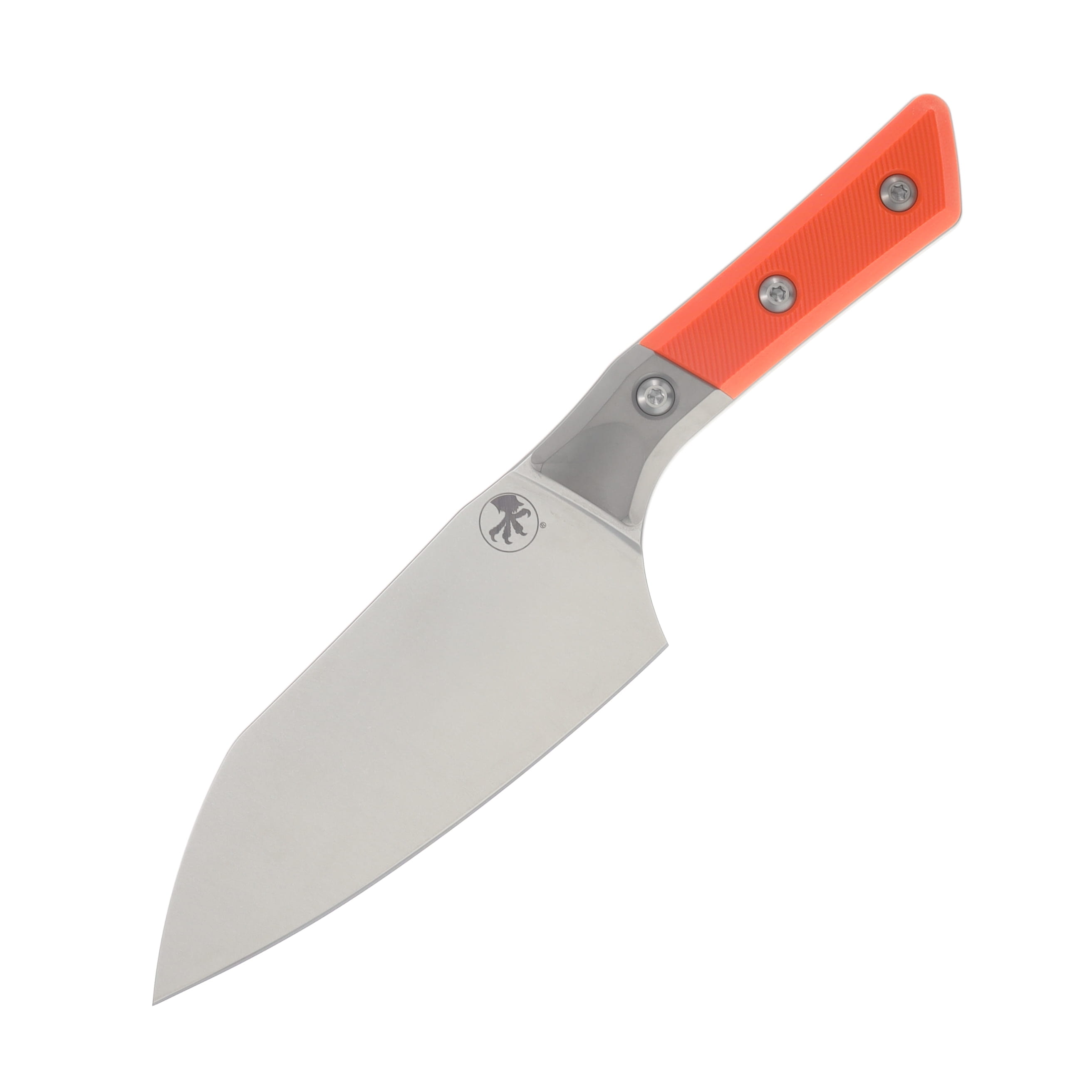 Microtech 6" Santoku Knife Stonewash/Ember G-10 with Titanium Bolsters MT3200B10EM View 3