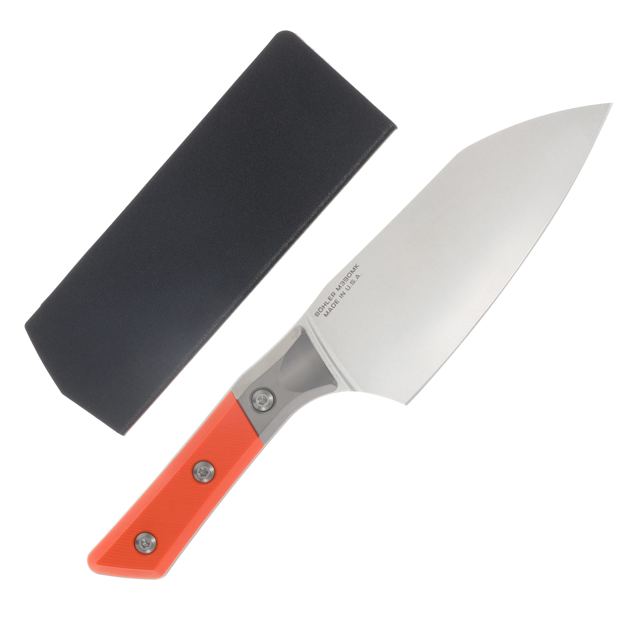 Microtech 6" Santoku Knife Stonewash/Ember G-10 with Titanium Bolsters MT3200B10EM View 2